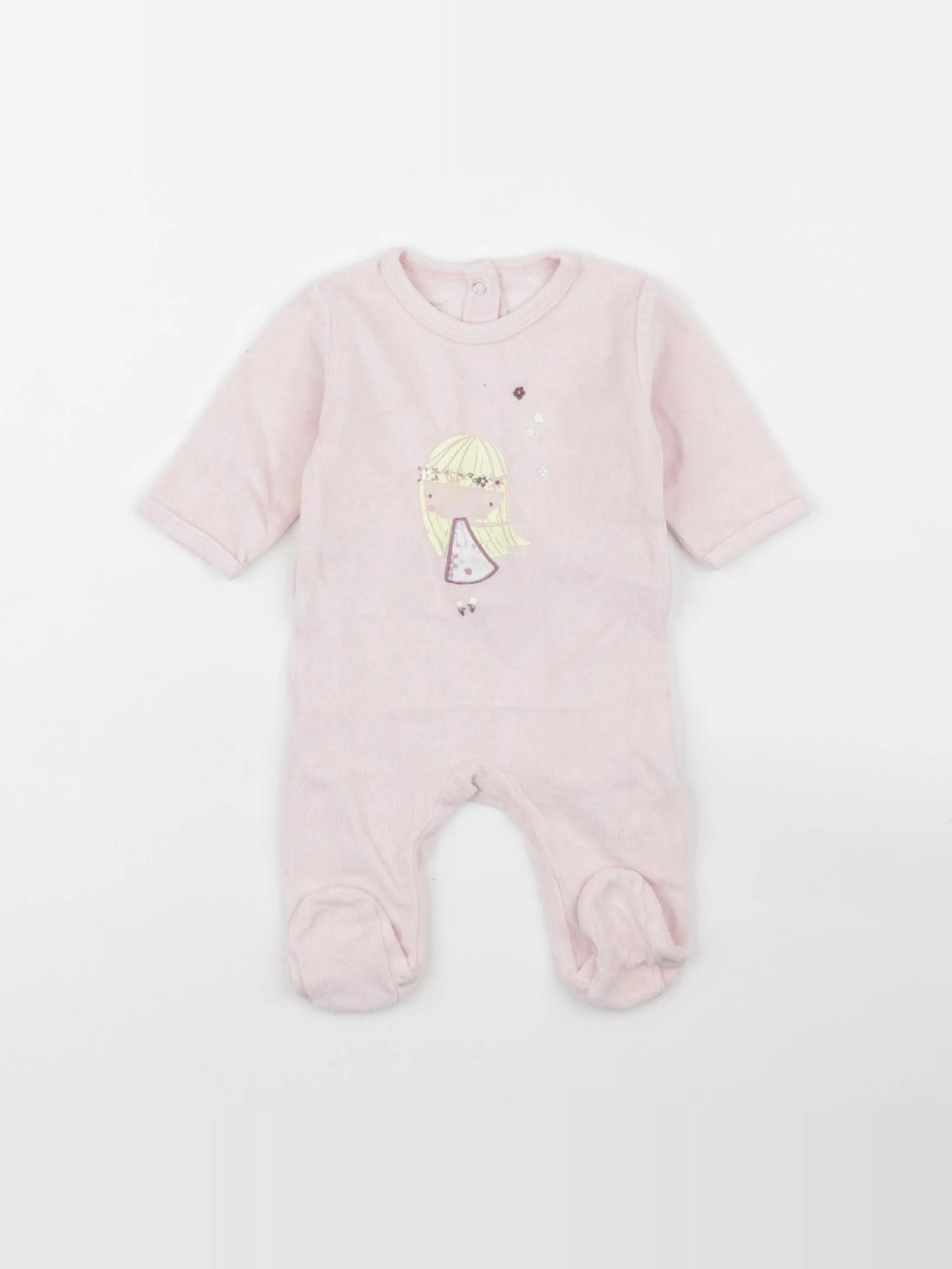 Vertbaudet - pyjama velours rose - 1 mois