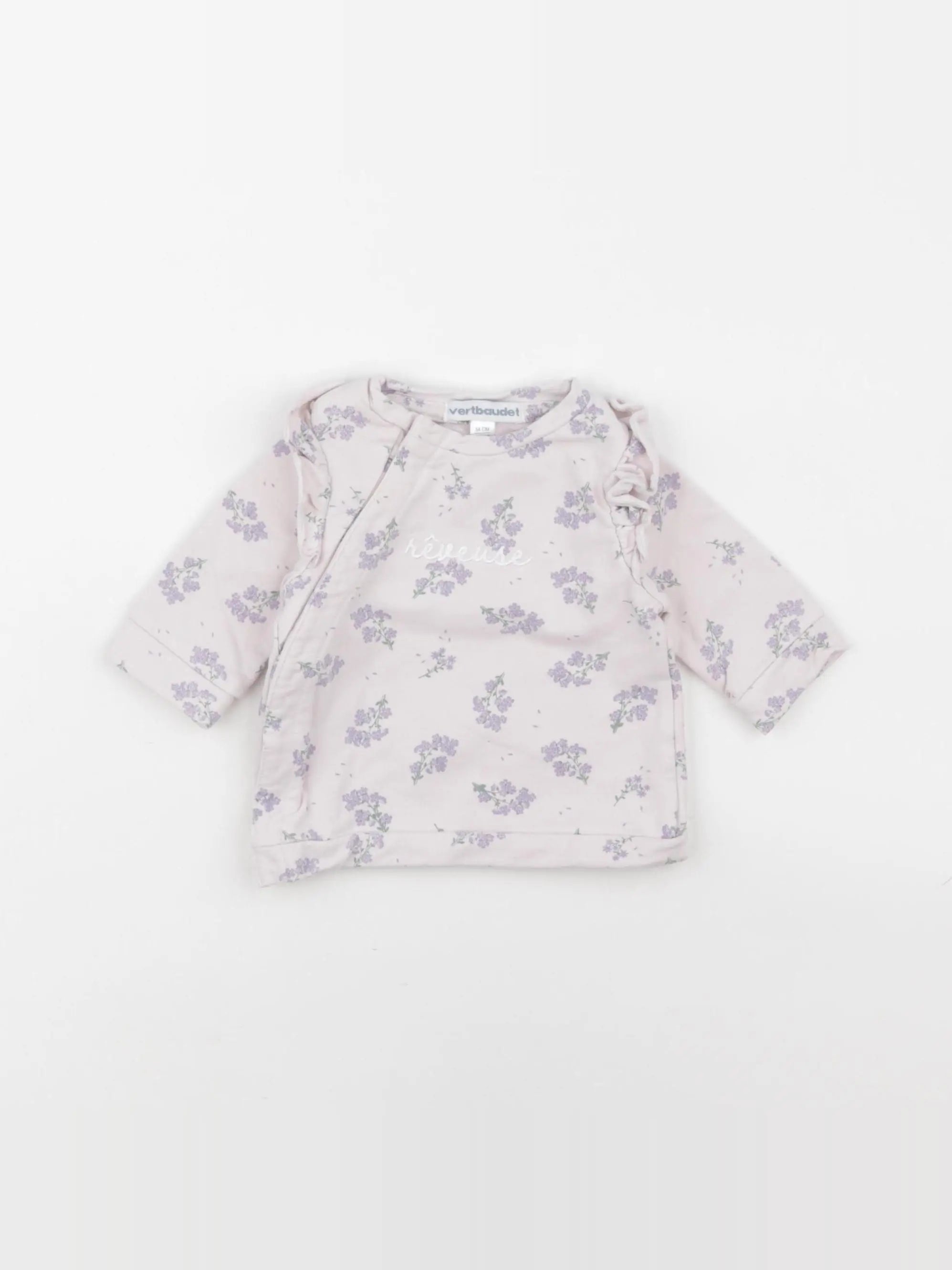 Vertbaudet - sweat violet - 1 mois