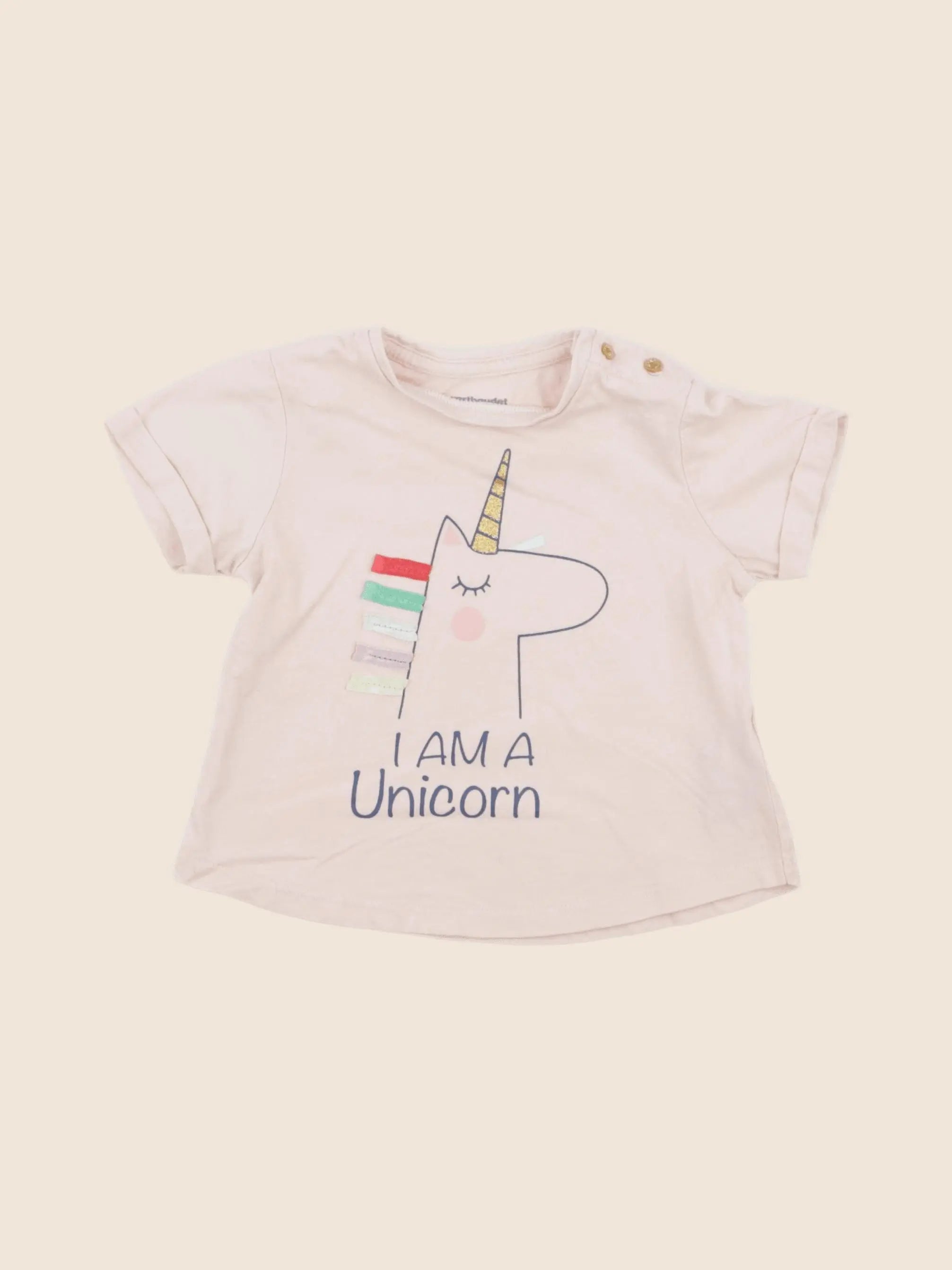 Vertbaudet - tee-shirt rose, or - 18 mois