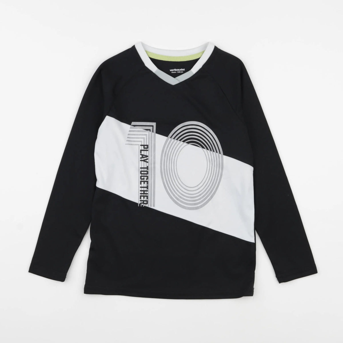 Vertbaudet - tee-shirt noir, blanc - 8 ans
