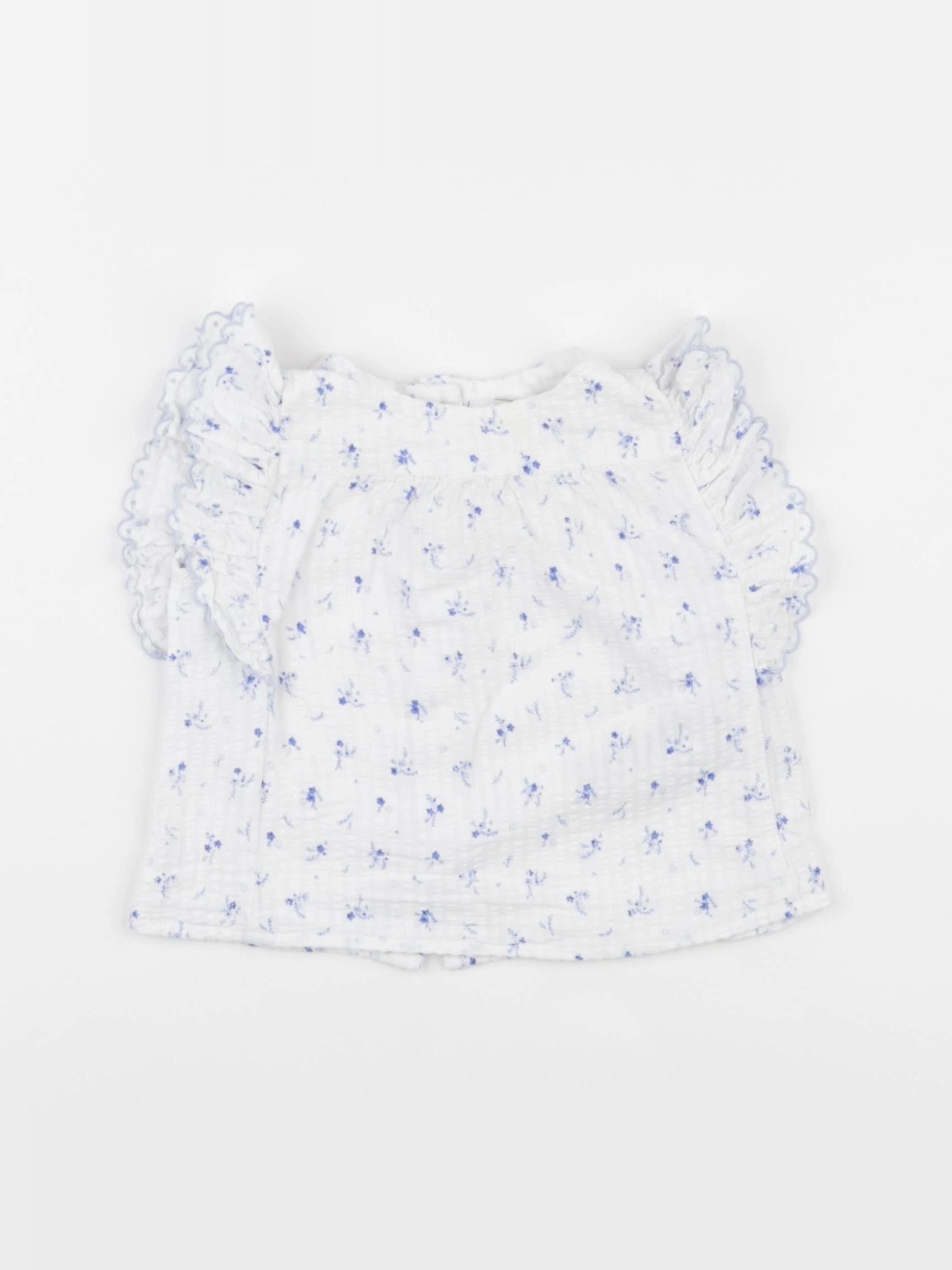 Cyrillus - blouse bleu, blanc - 9 mois