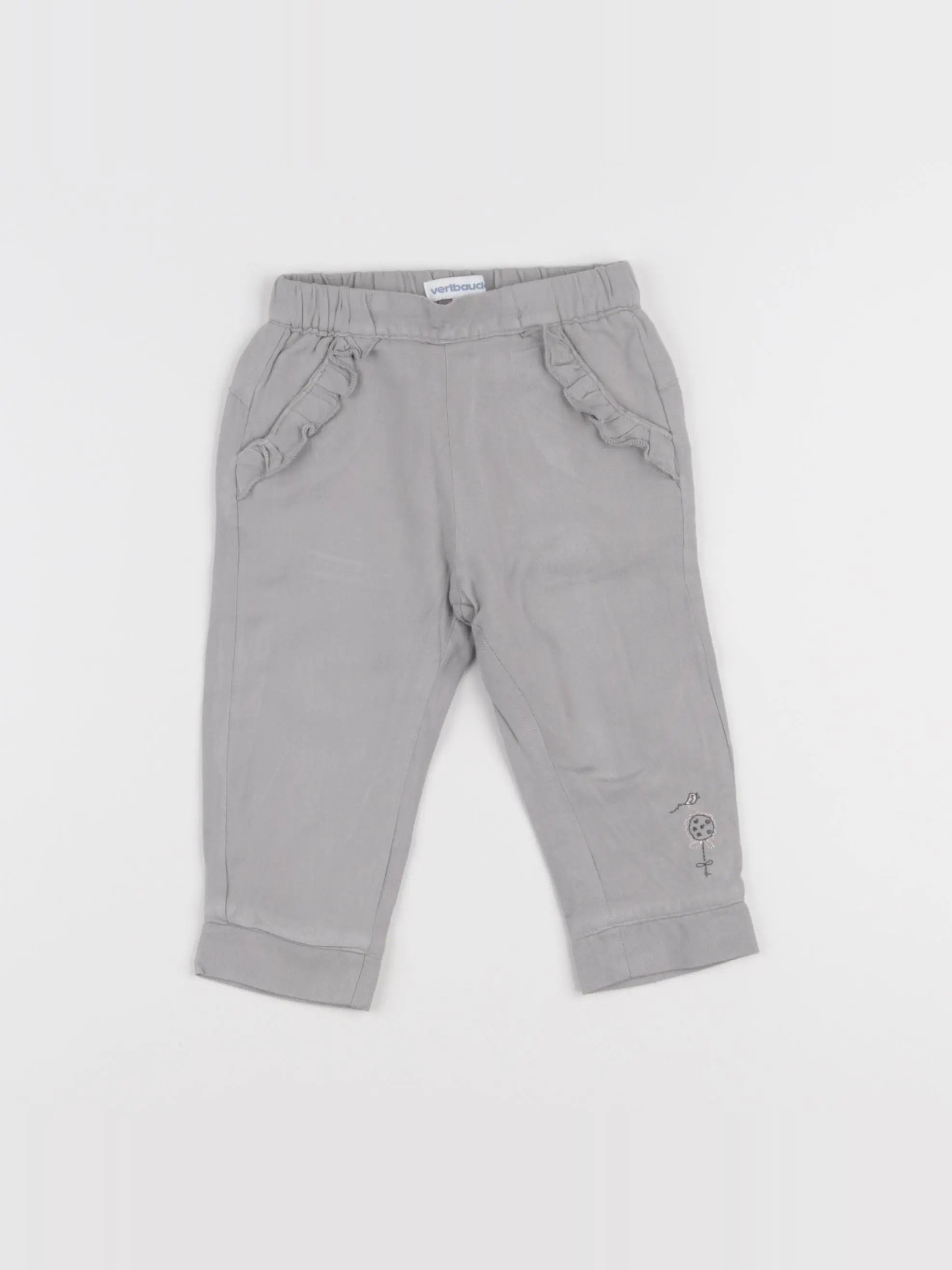 Vertbaudet - pantalon gris - 9 mois