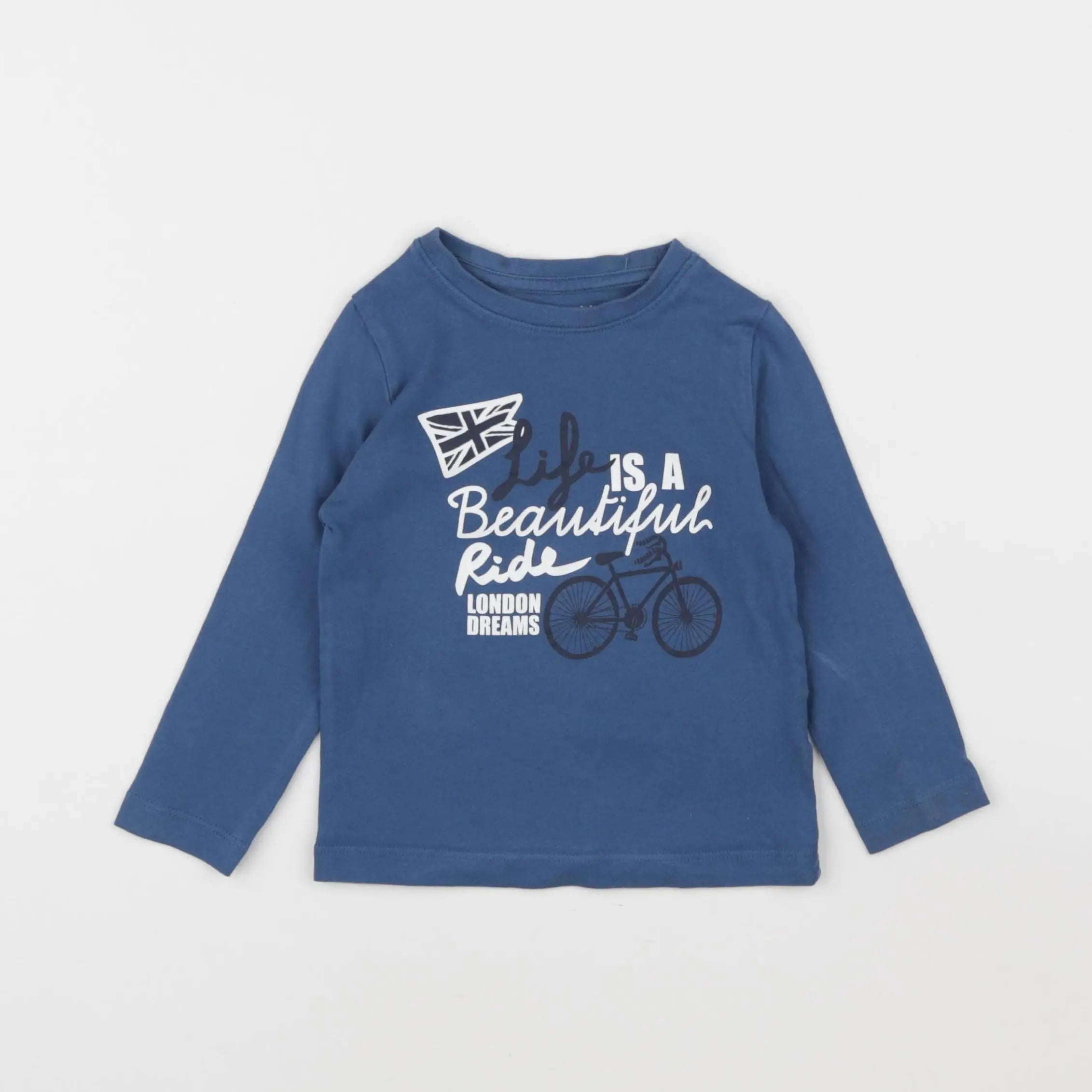 Vertbaudet - tee-shirt bleu - 2 ans