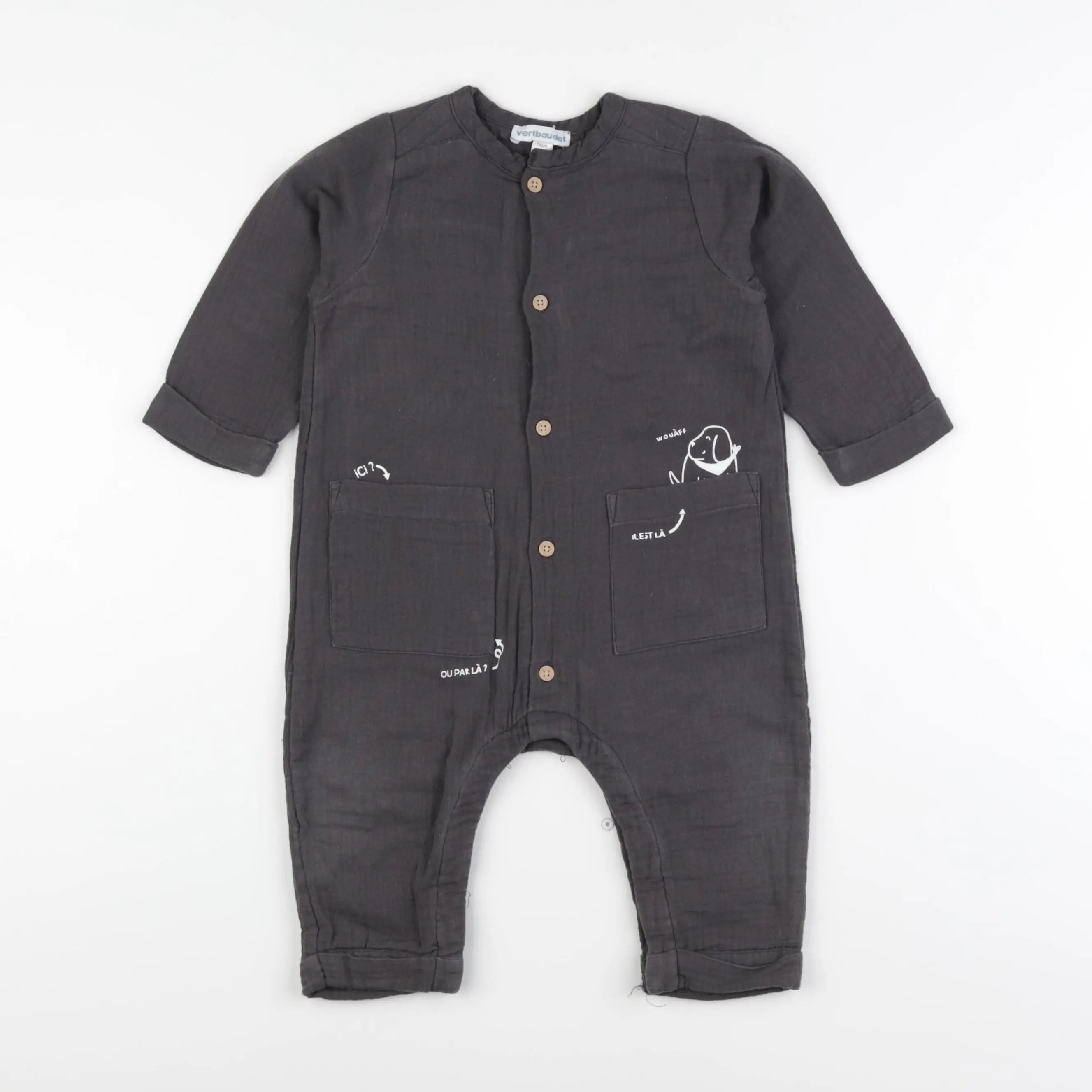 Vertbaudet - combinaison gris - 12 mois