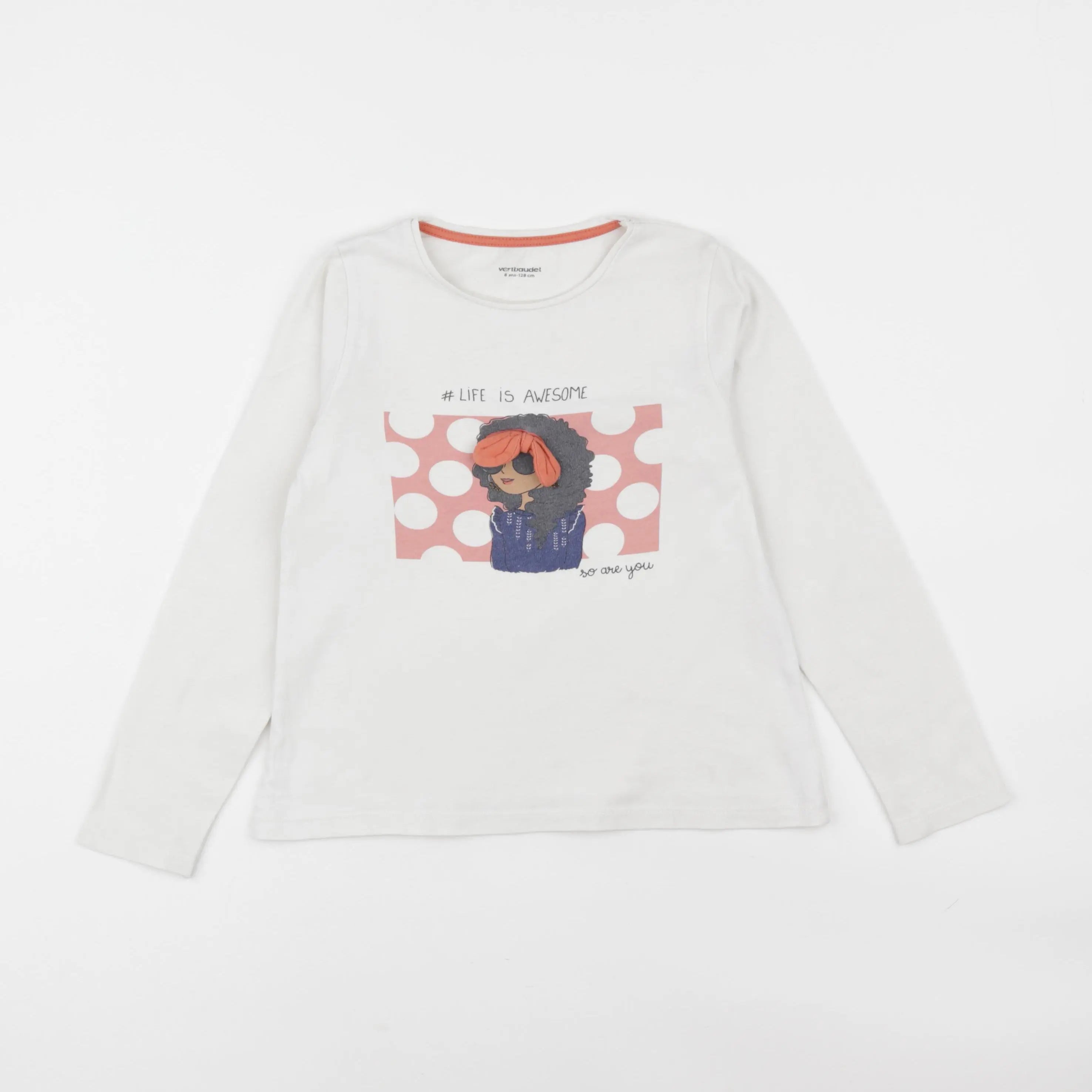 Vertbaudet - tee-shirt blanc - 8 ans