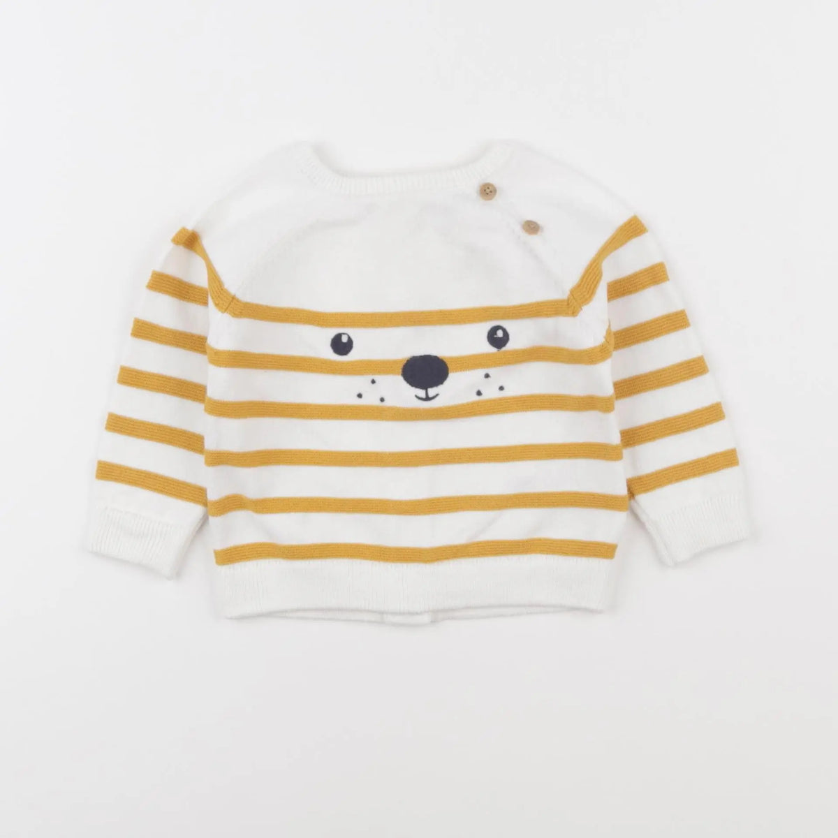 Vertbaudet - pull blanc, jaune - 6 mois