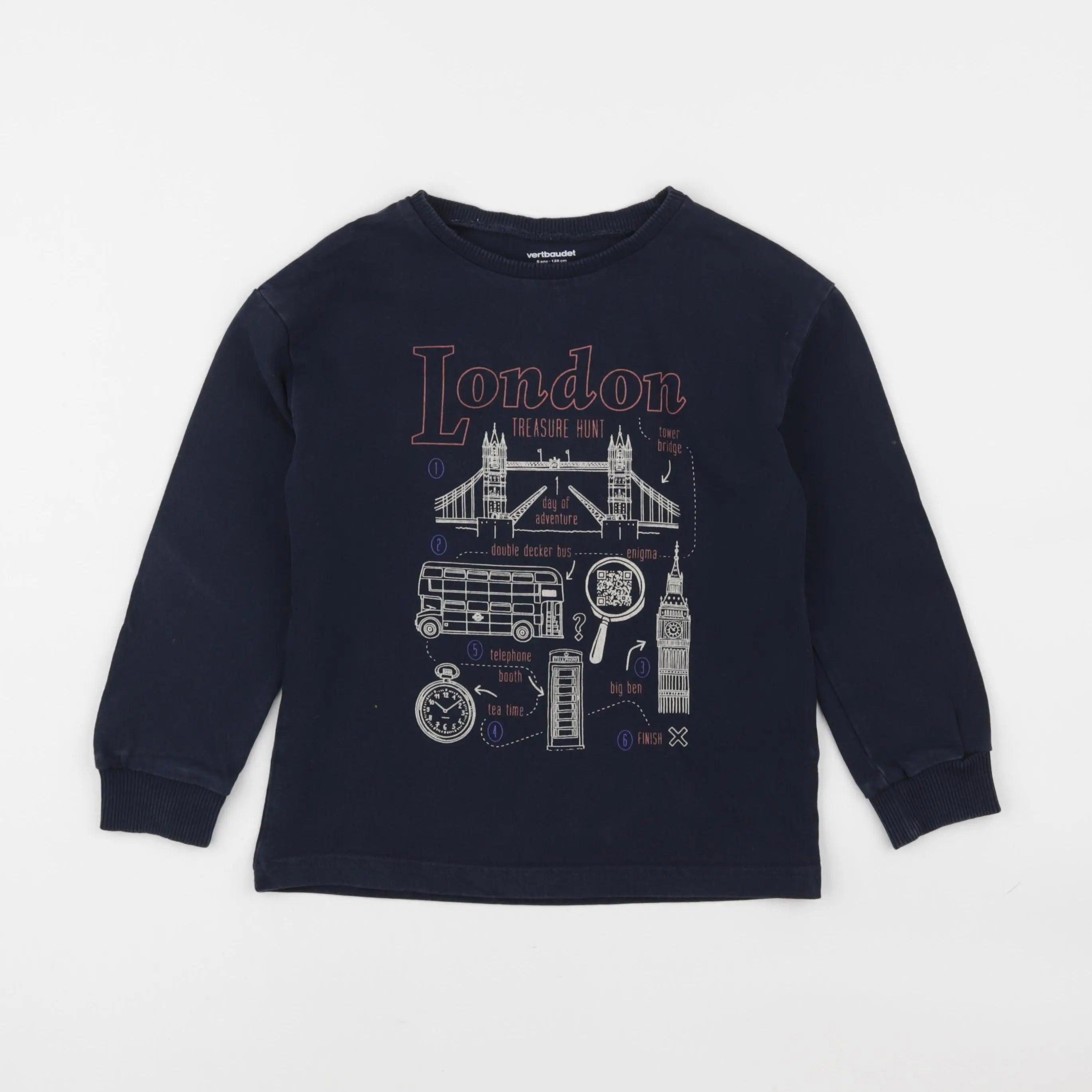 Vertbaudet - tee-shirt bleu - 8 ans