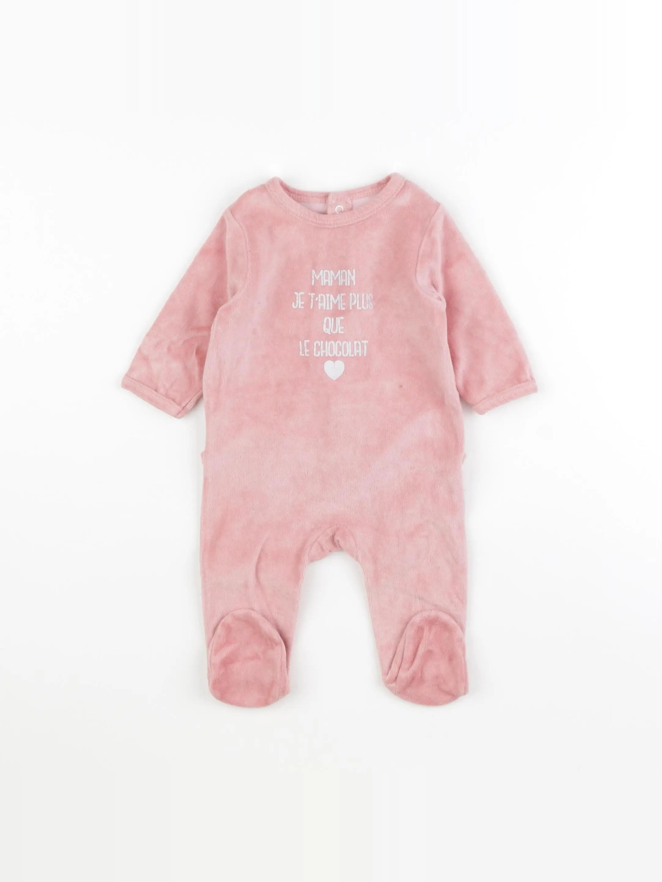 Vertbaudet - pyjama velours rose - 3 mois