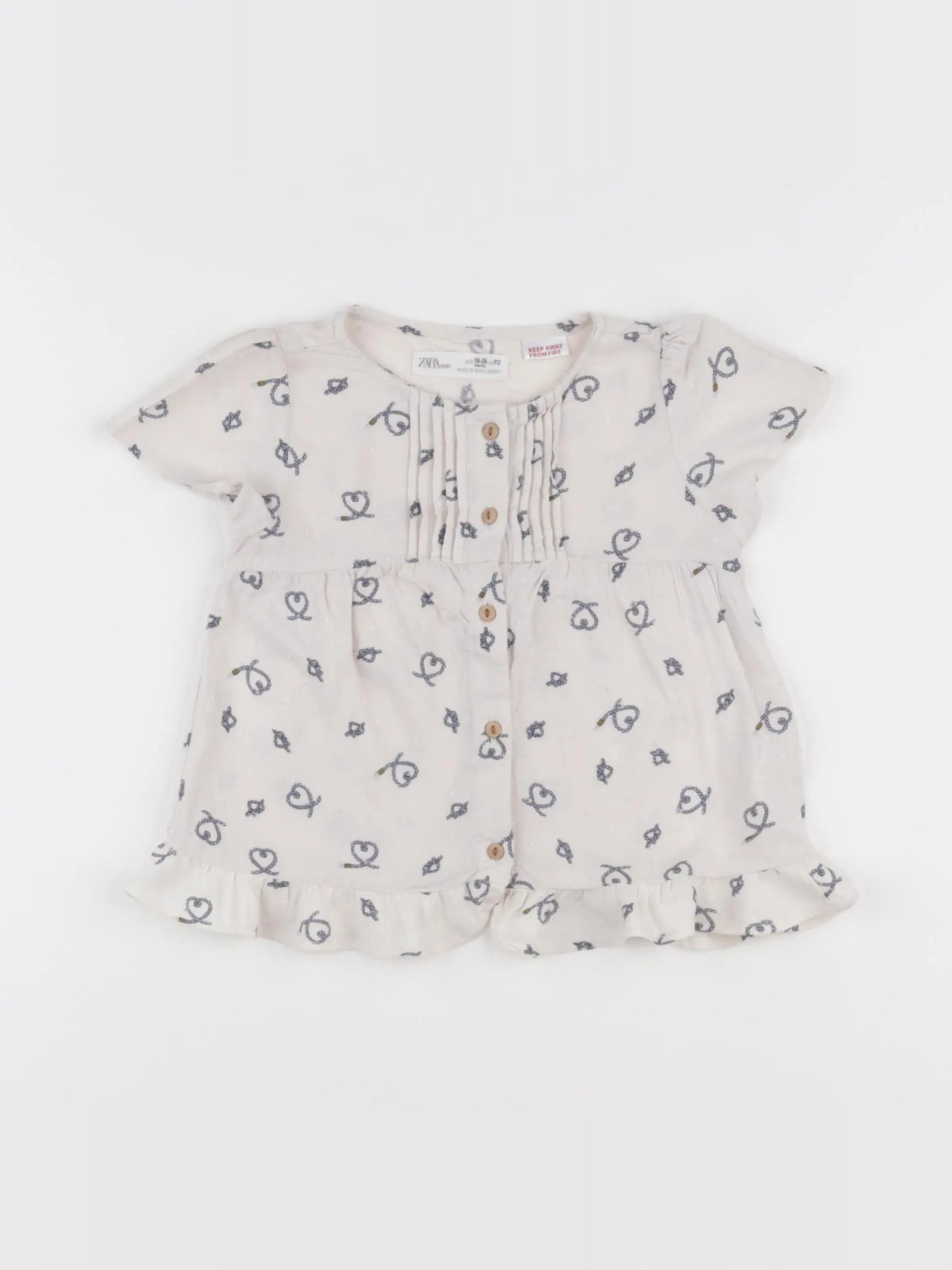 Zara - blouse bleu, blanc - 18/24 mois