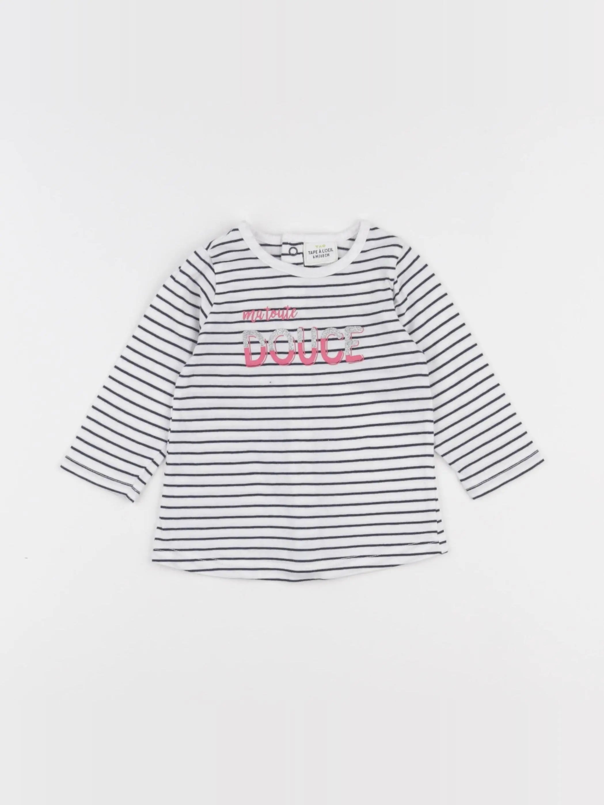 Tape à l'oeil - tee-shirt blanc, bleu - 6 mois