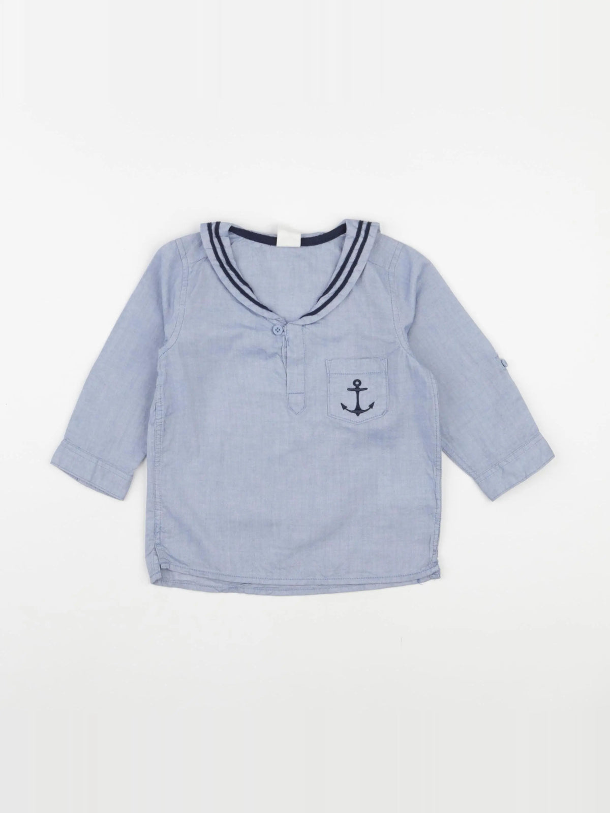 H&M - blouse bleu - 9/12 mois