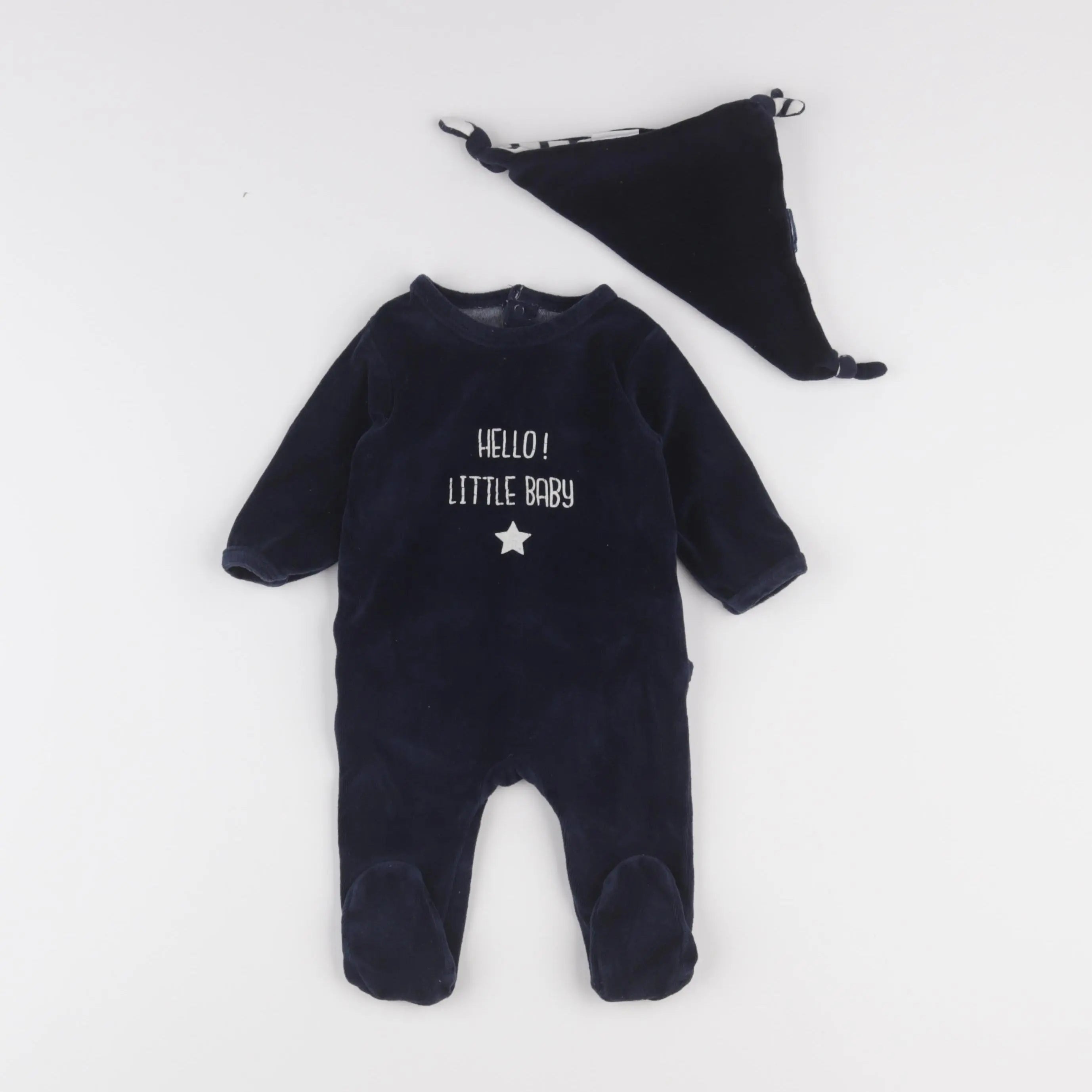 Vertbaudet - pyjama velours bleu - 3 mois