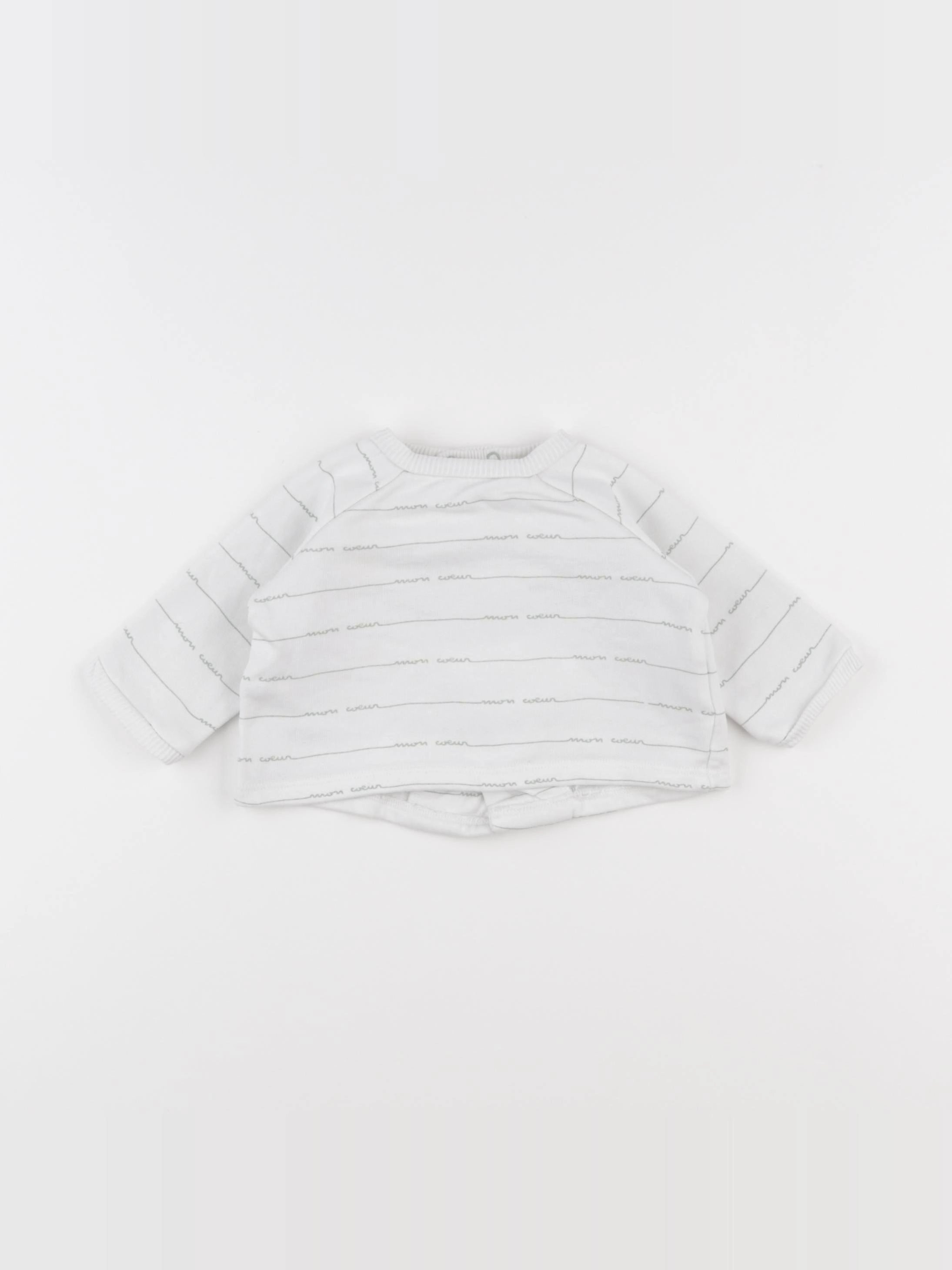 Boutchou - sweat blanc, vert - 3 mois