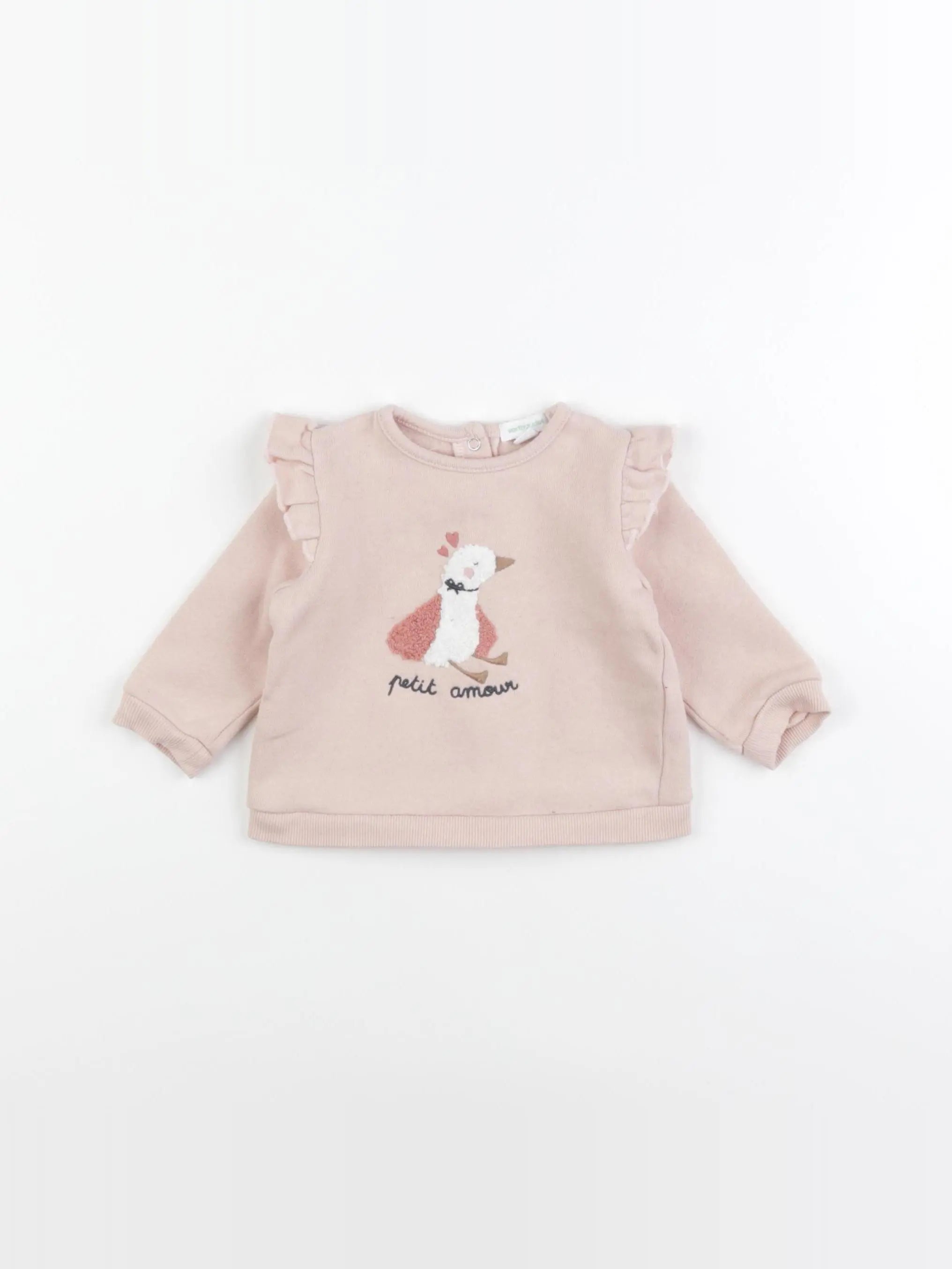 Vertbaudet - sweat rose - 3 mois
