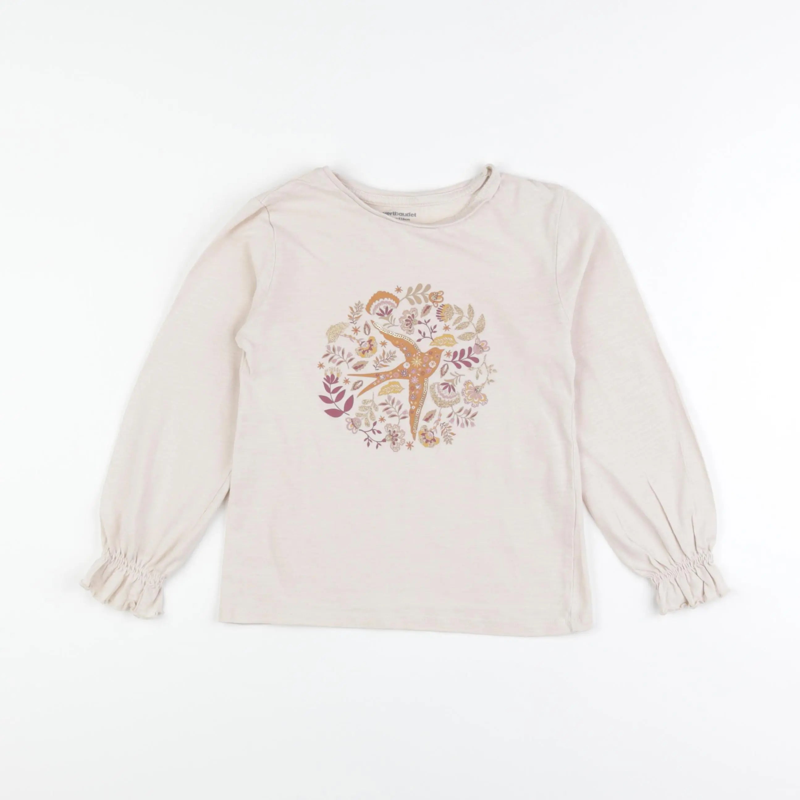 Vertbaudet - tee-shirt beige - 6 ans