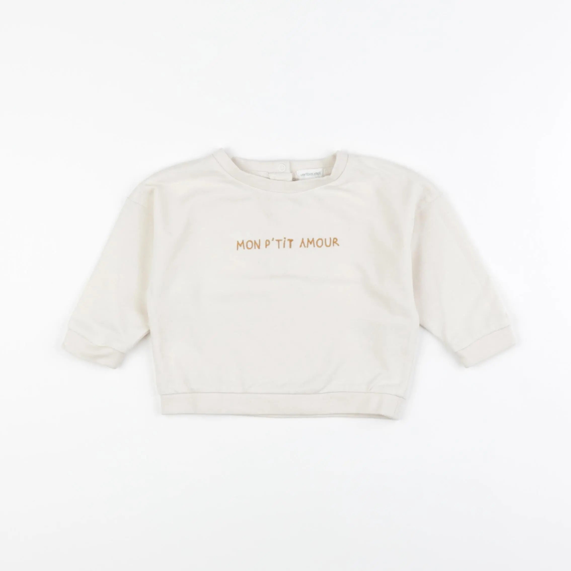 Vertbaudet - sweat beige - 9 mois