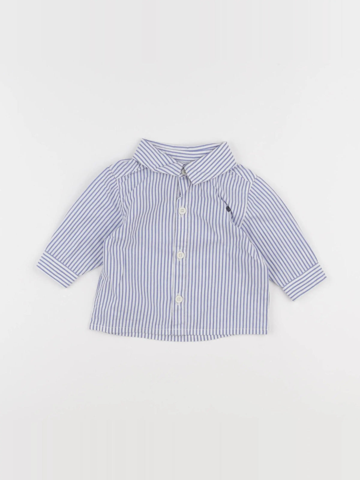 Petit Bateau - chemise bleu - 6 mois