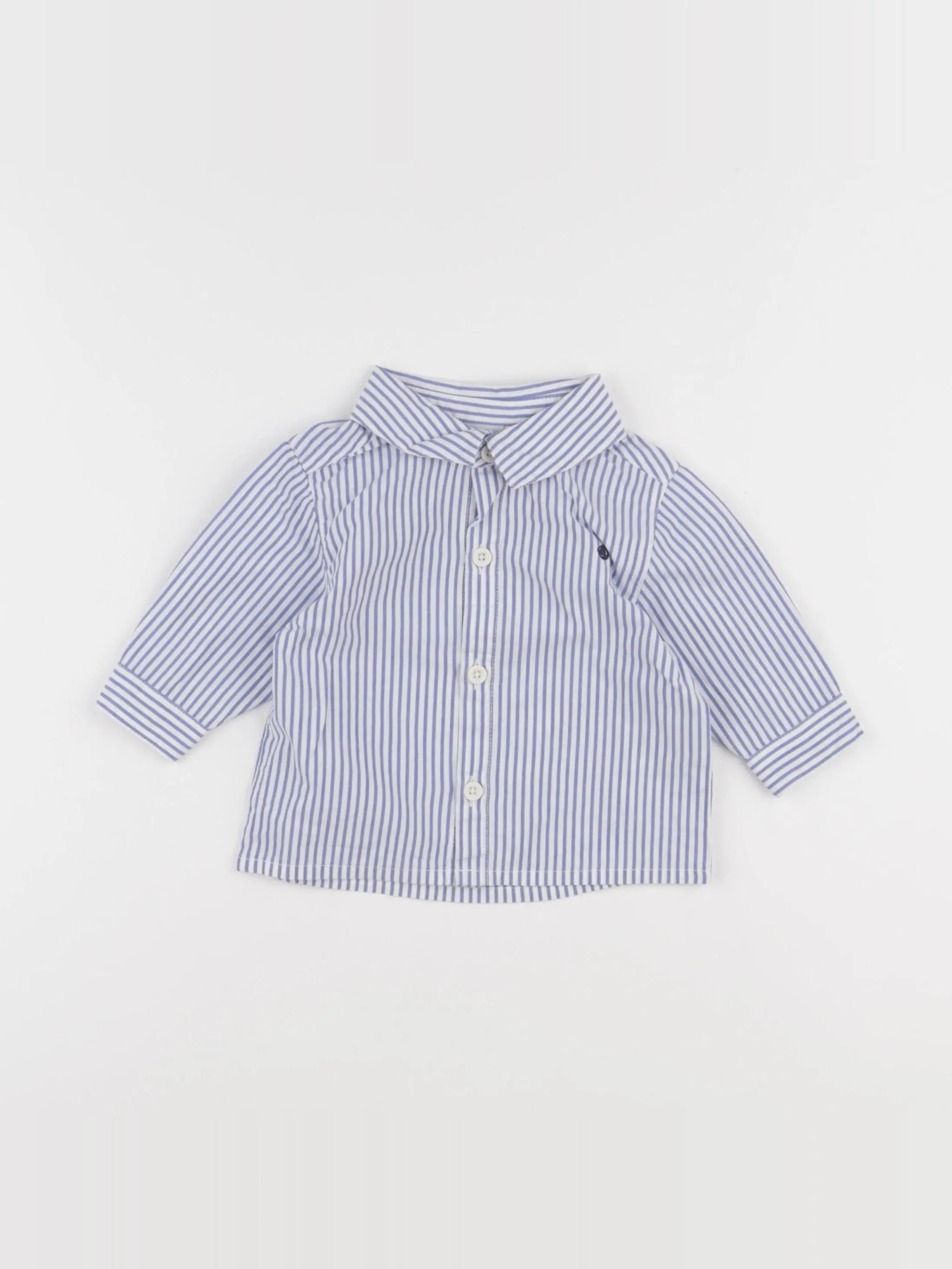 Petit Bateau - chemise bleu - 6 mois