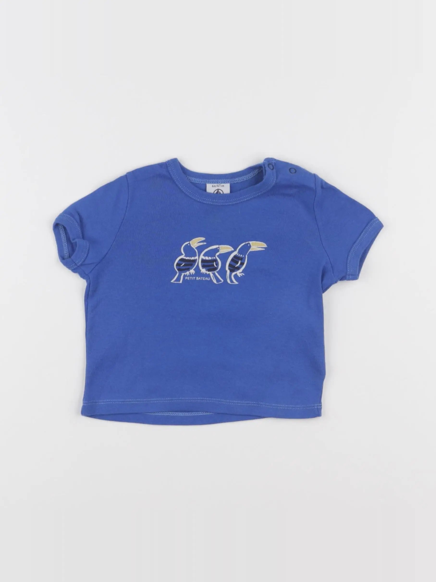 Petit Bateau - tee-shirt bleu - 6 mois