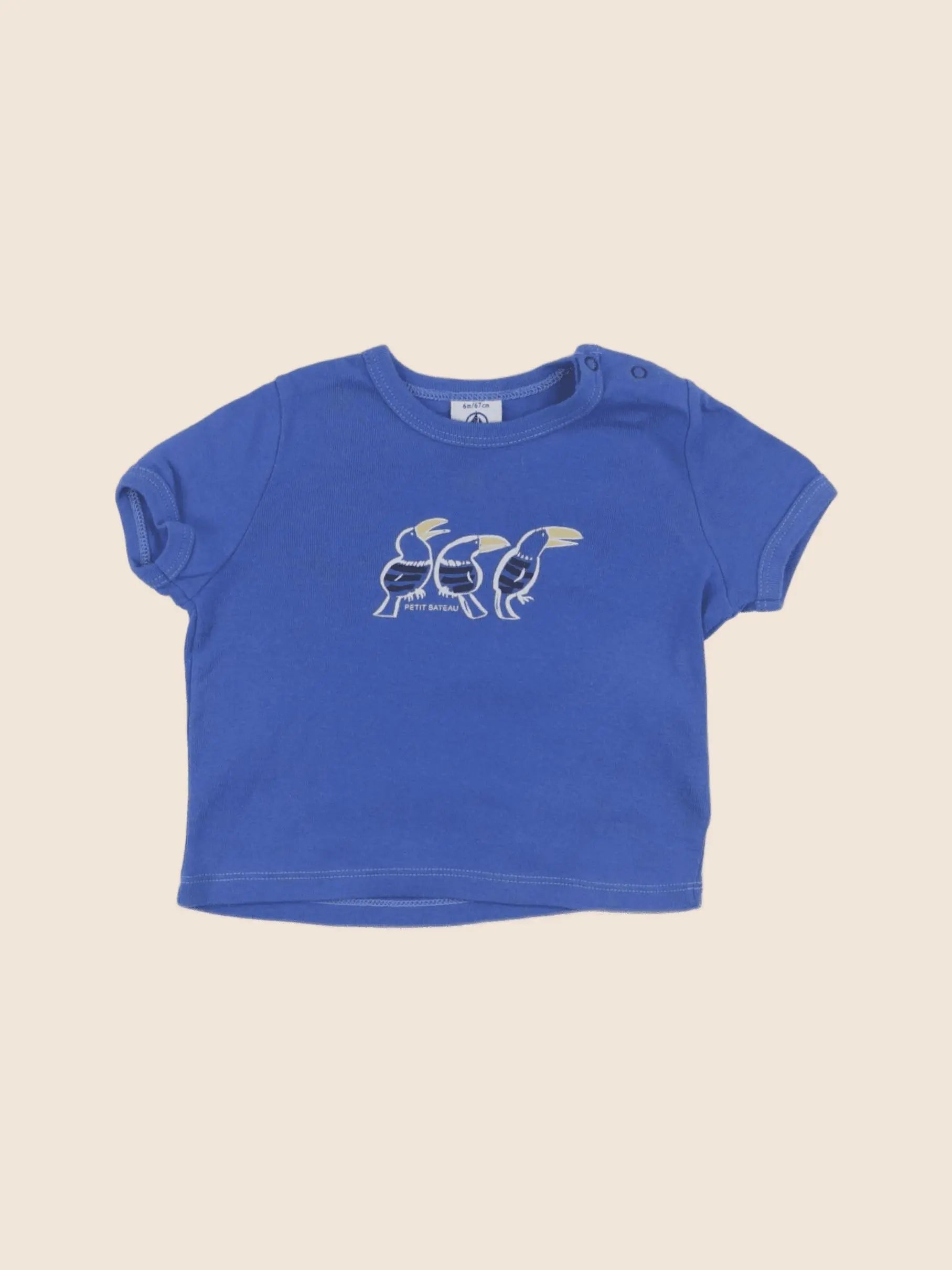Petit Bateau - tee-shirt bleu - 6 mois
