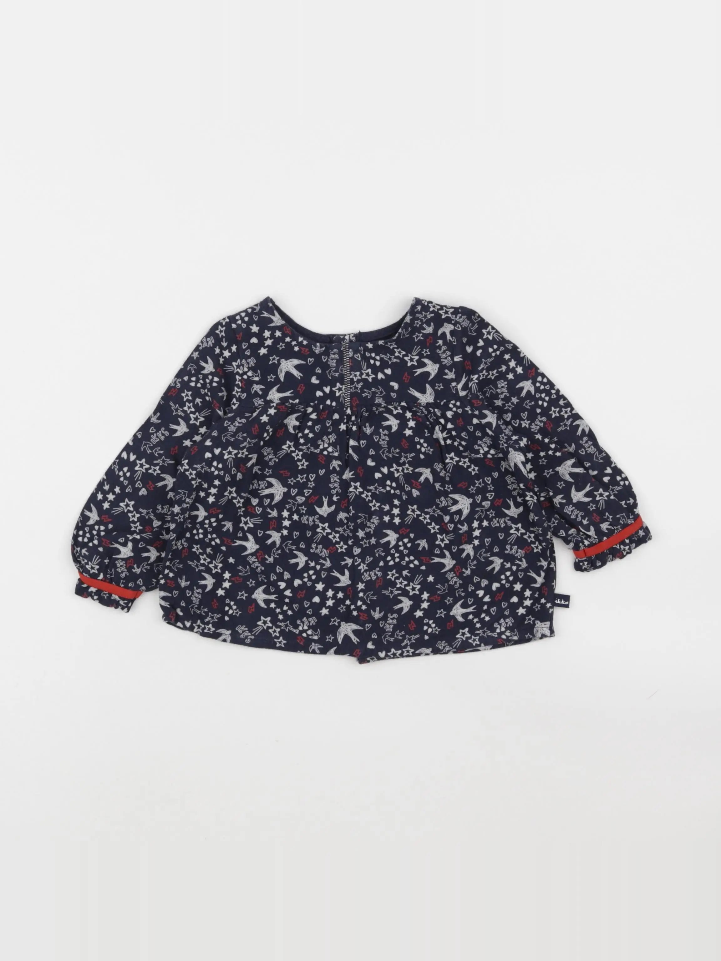 IKKS - blouse bleu, rouge - 12 mois