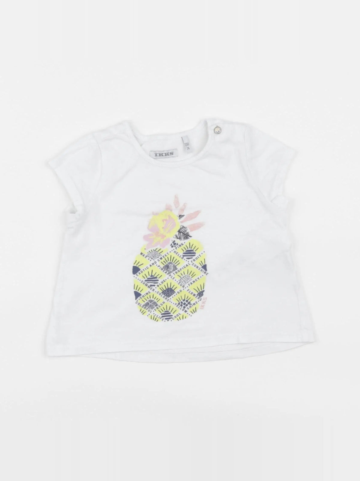 IKKS - tee-shirt blanc, jaune - 12 mois