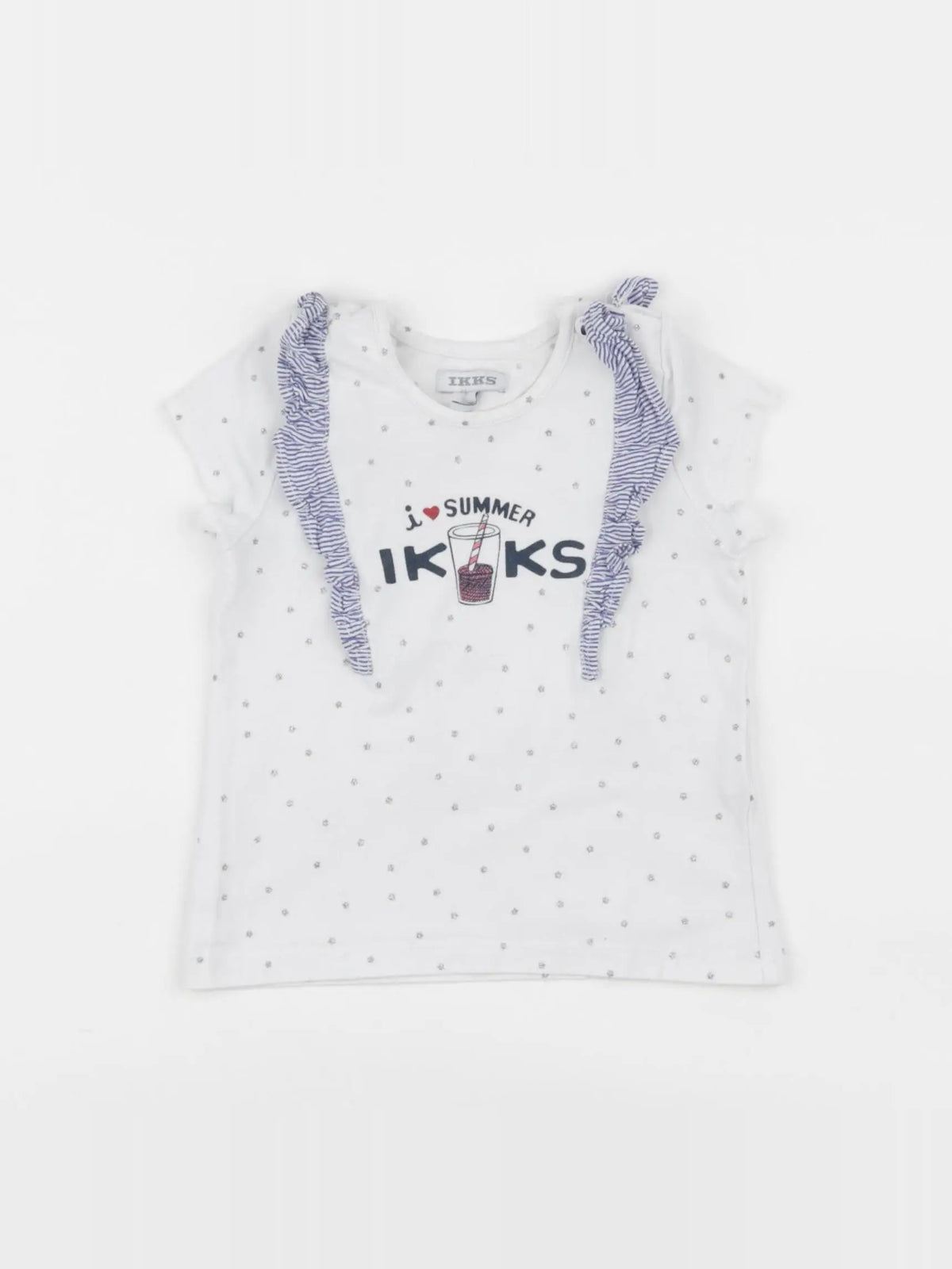 IKKS - tee-shirt blanc, bleu - 12 mois