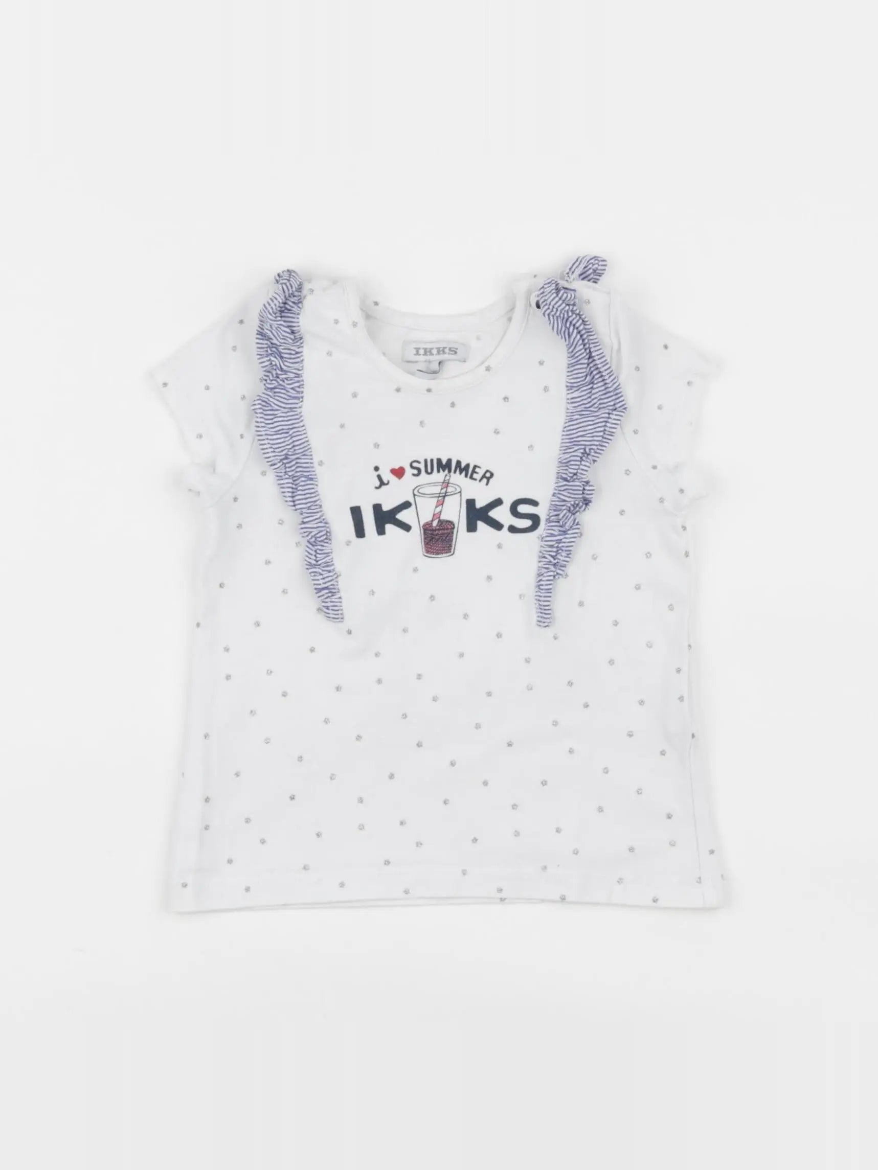 IKKS - tee-shirt blanc, bleu - 12 mois