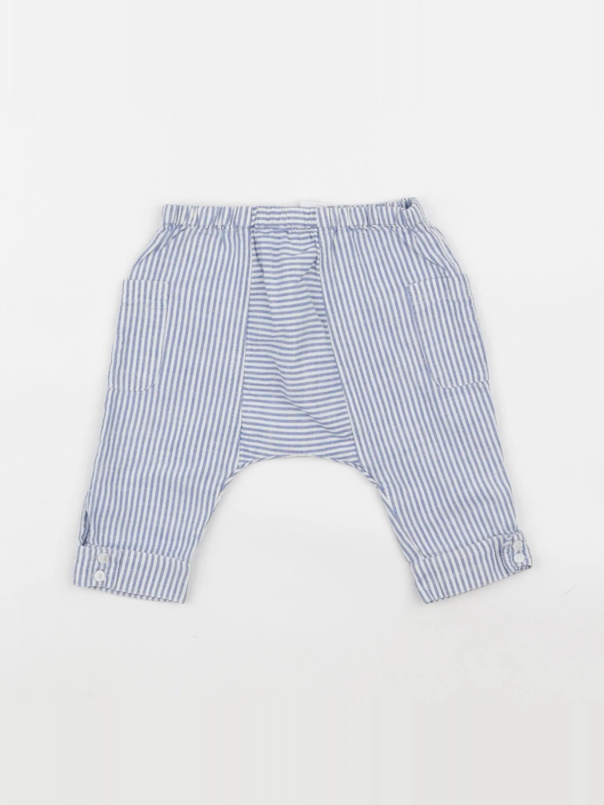 Zara - sarouel bleu, blanc - 3/6 mois