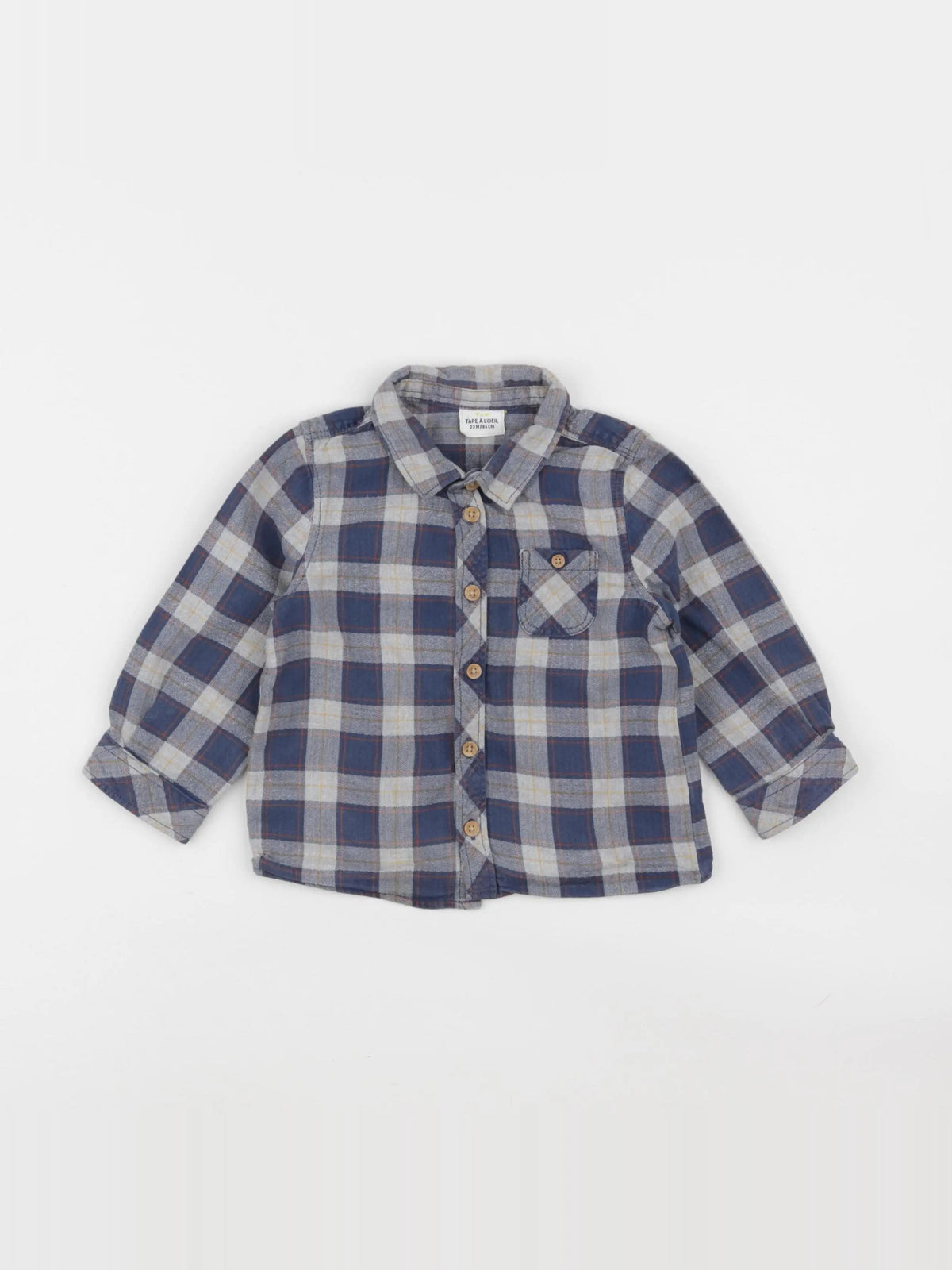 Tape à l'oeil - chemise bleu, gris - 24 mois