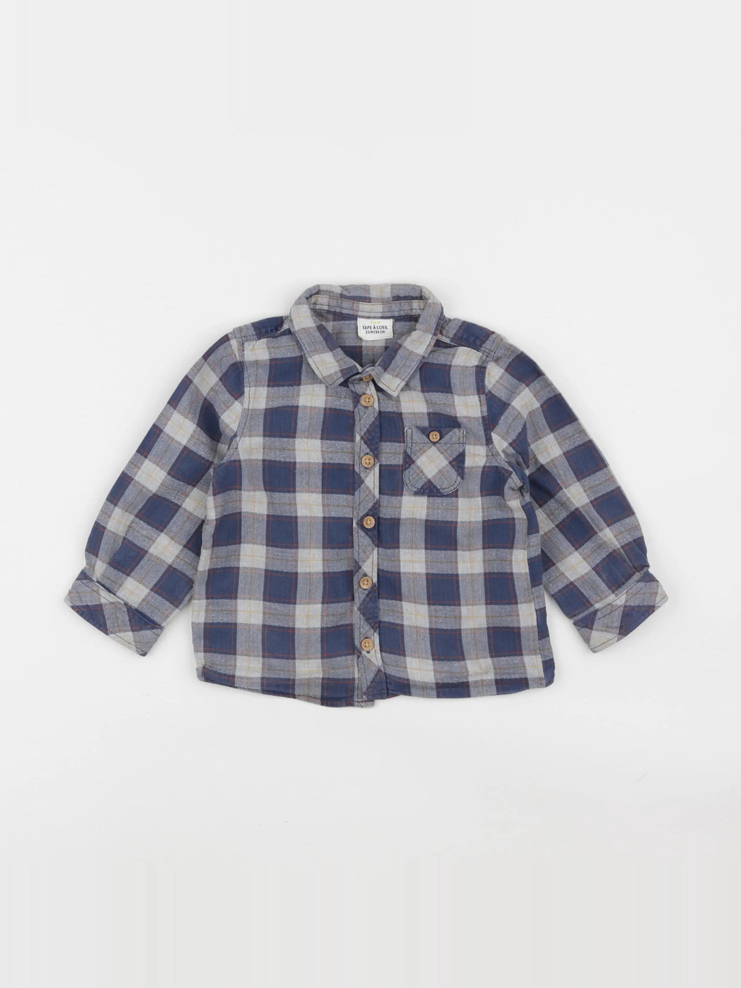 Tape à l'oeil - chemise bleu, gris - 24 mois