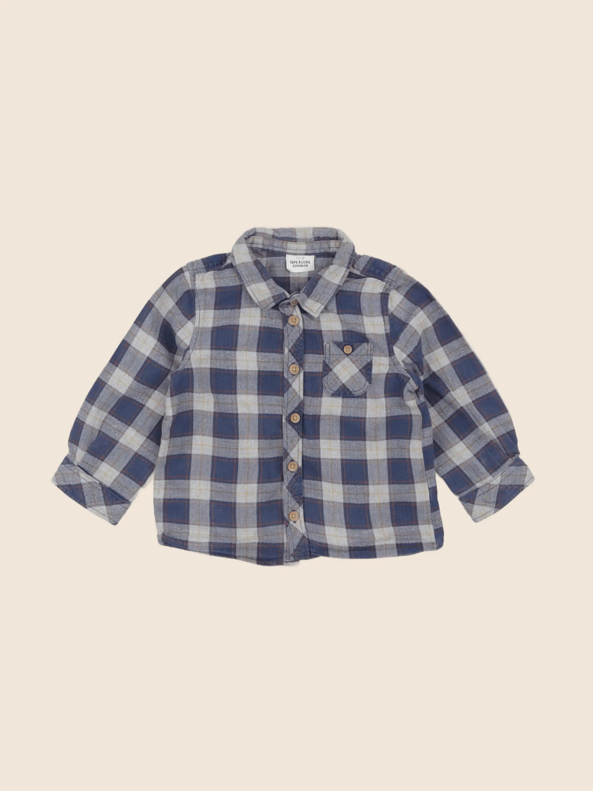 Tape à l'oeil - chemise bleu, gris - 24 mois