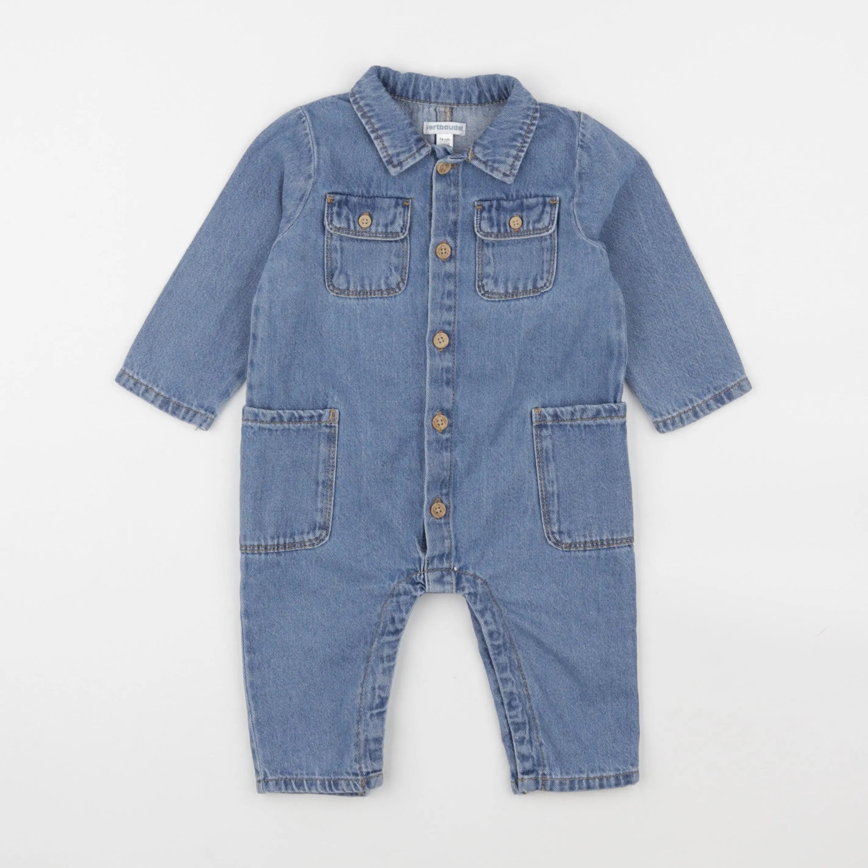 Vertbaudet - combinaison bleu - 12 mois