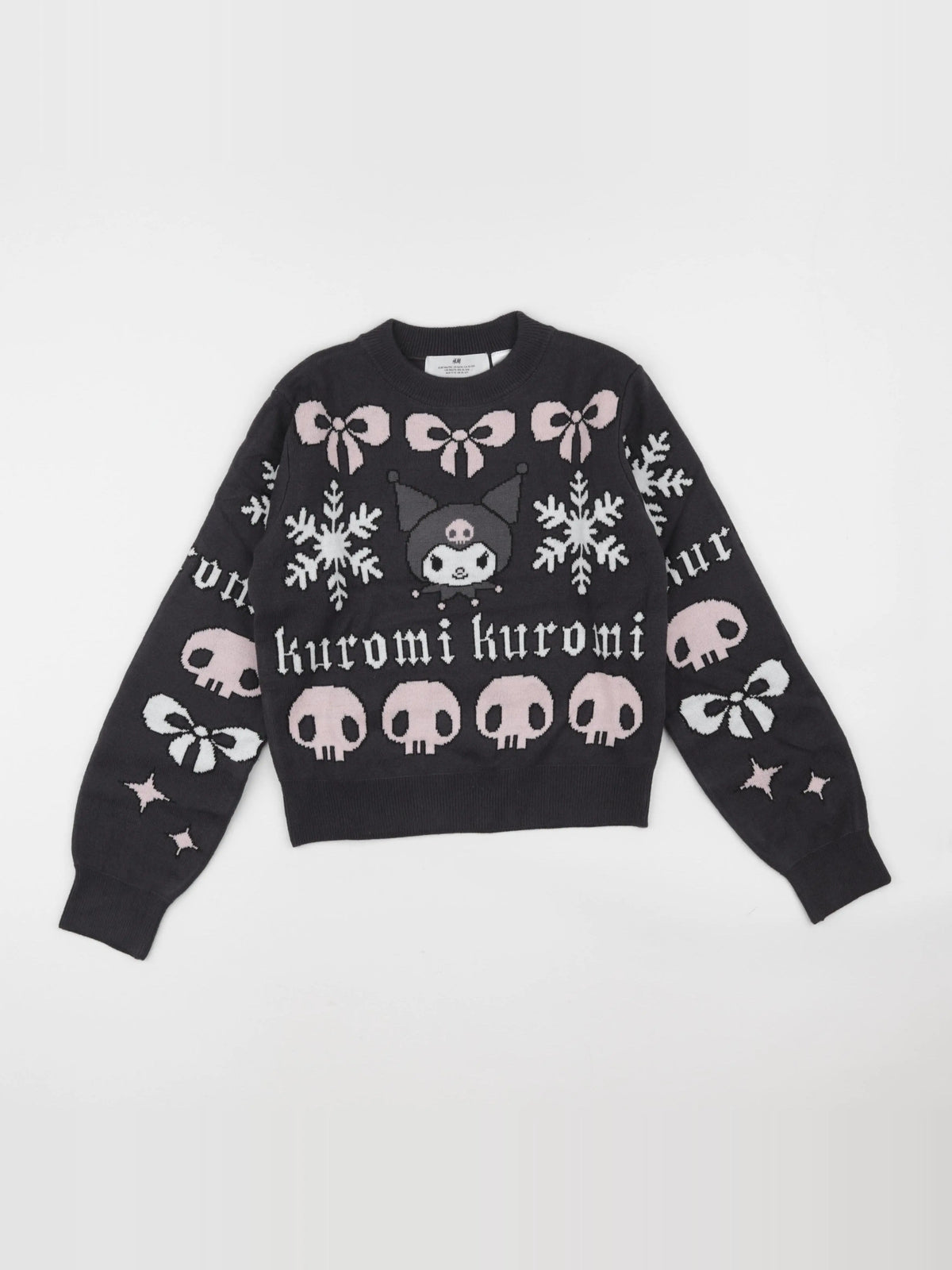 H&M - pull gris, rose - 10/12 ans