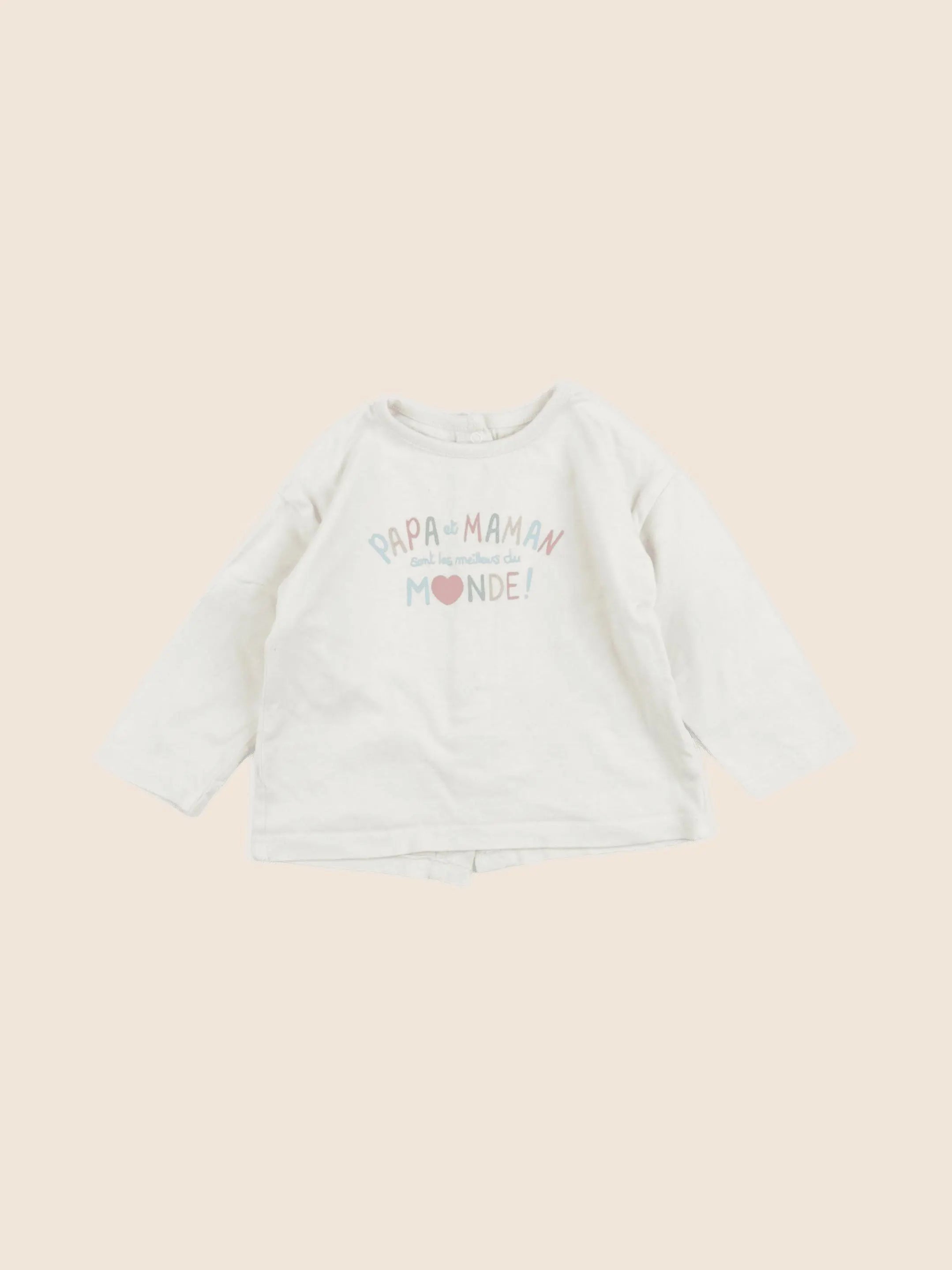 Vertbaudet - tee-shirt beige - 9 mois