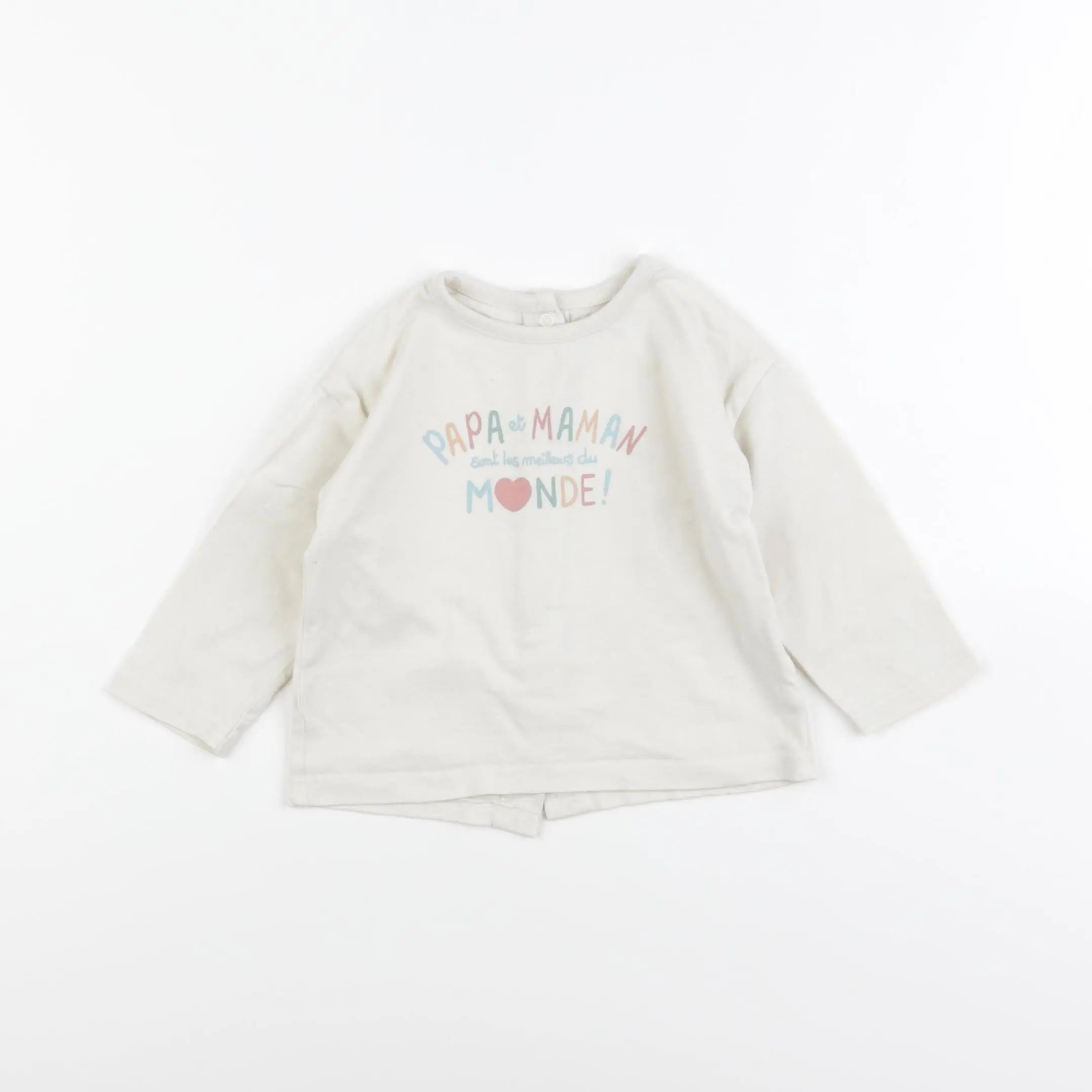 Vertbaudet - tee-shirt beige - 9 mois