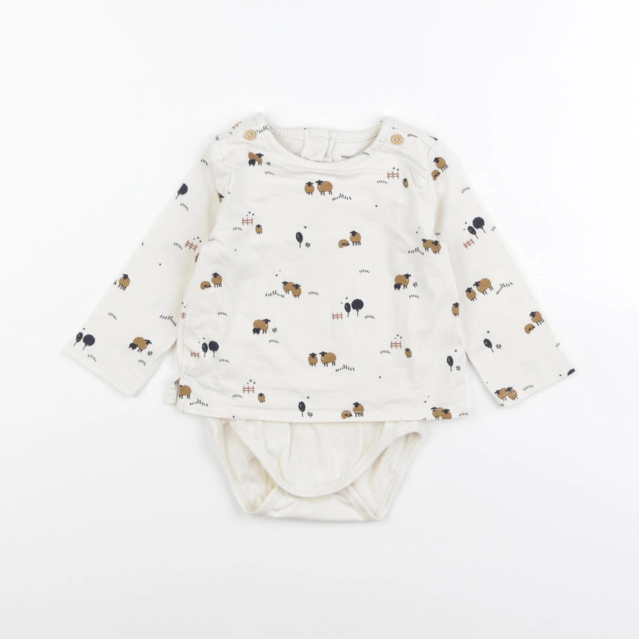 Vertbaudet - body tee-shirt beige - 6 mois