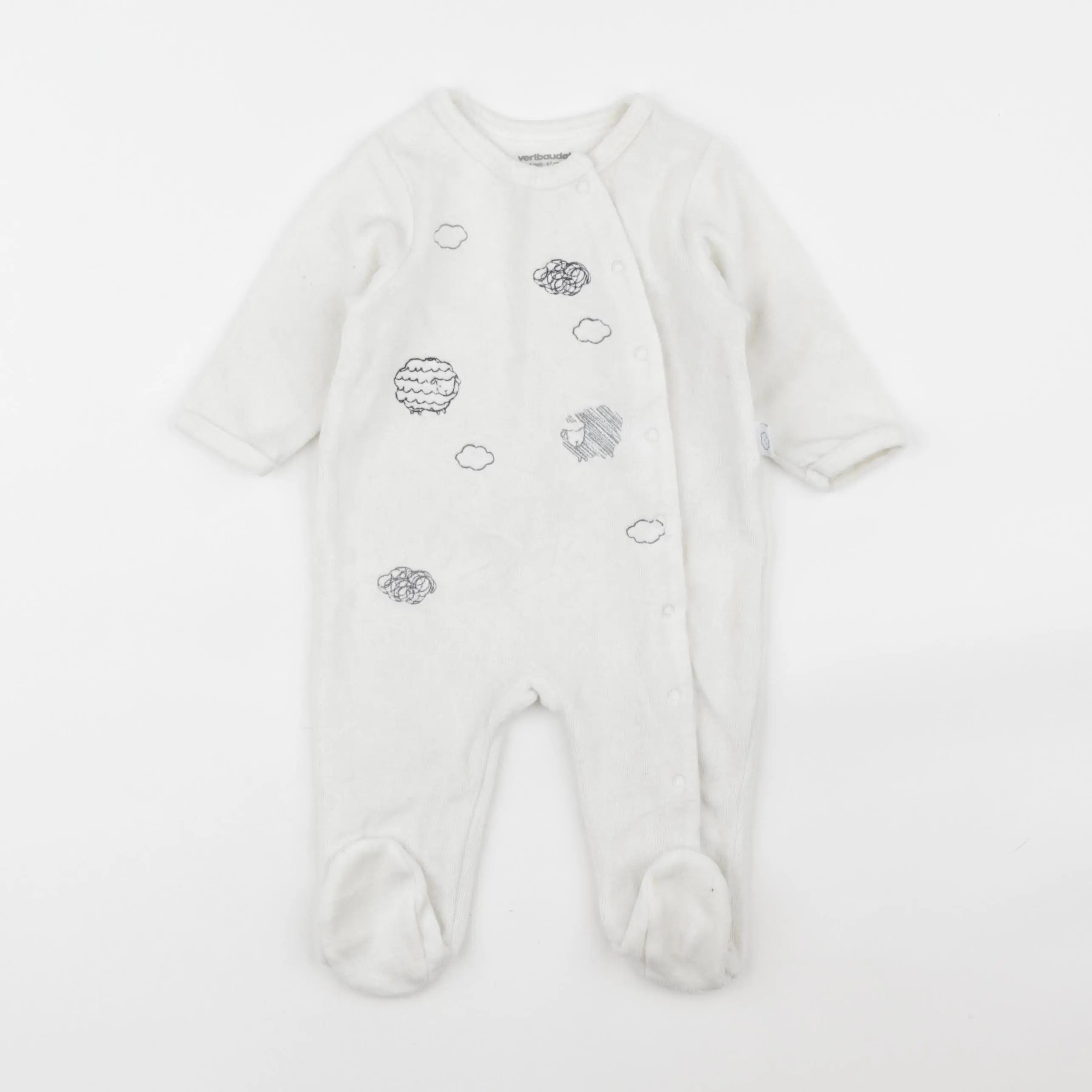 Vertbaudet - pyjama velours blanc - 6 mois