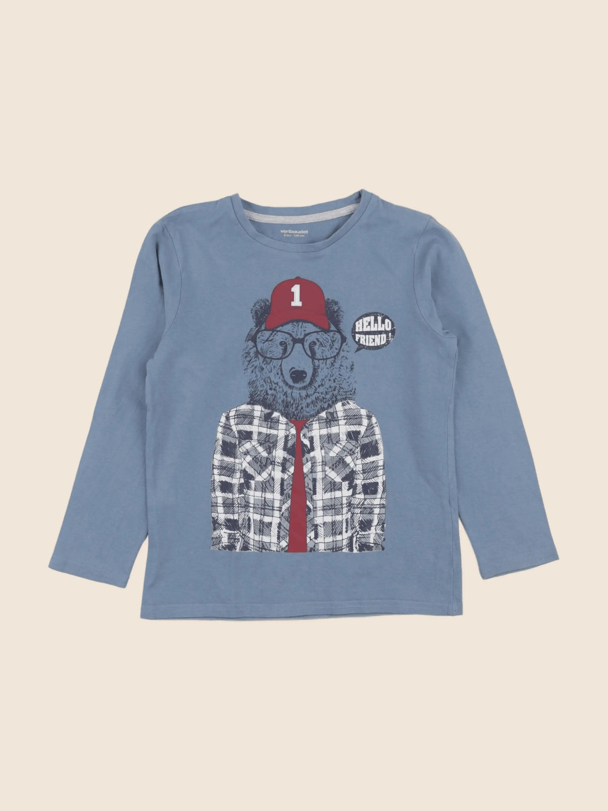 Vertbaudet - tee-shirt bleu - 8 ans