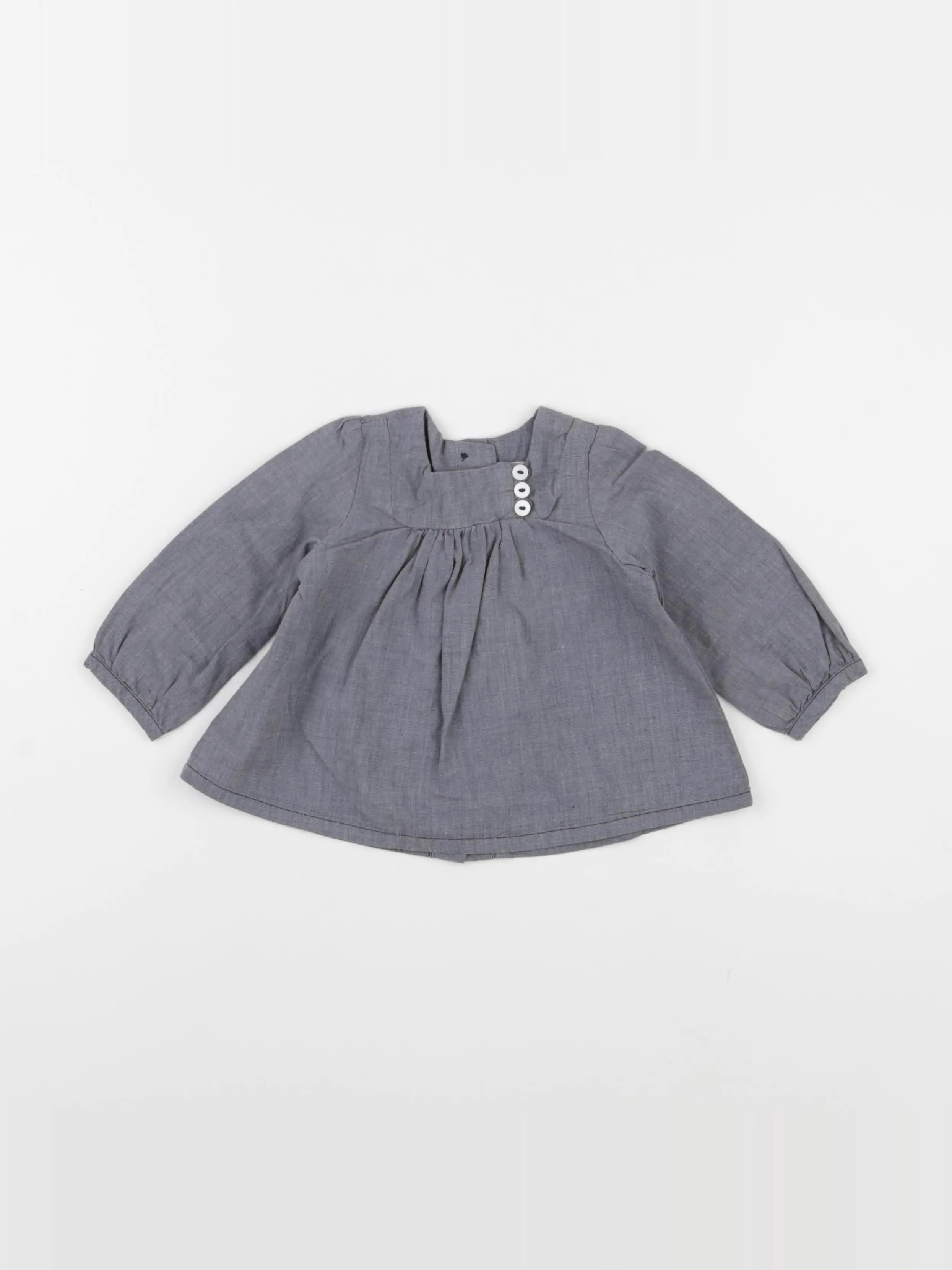 Petit Bateau - blouse bleu - 6 mois