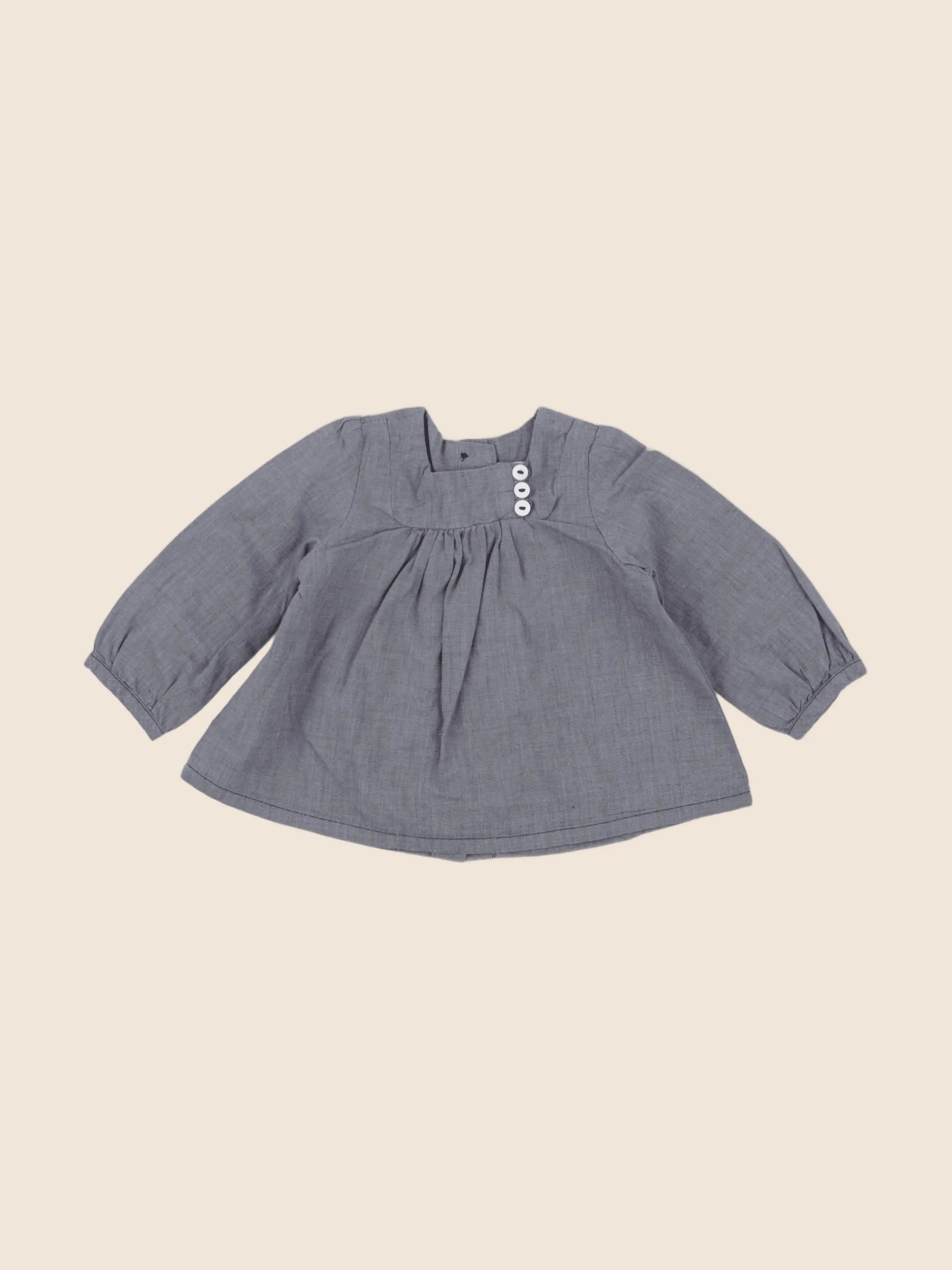 Petit Bateau - blouse bleu - 6 mois
