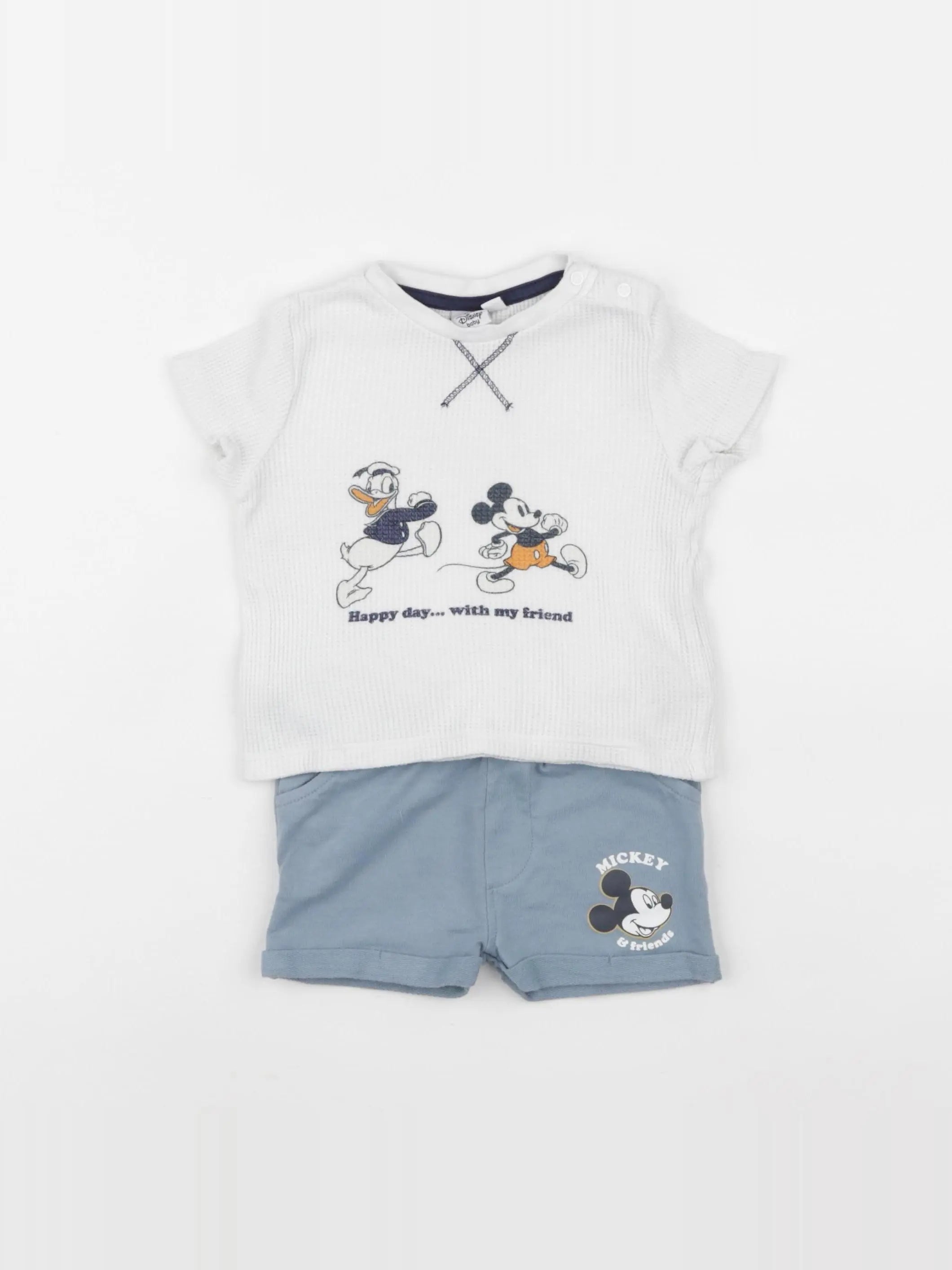 Vertbaudet - ensemble blanc, bleu - 6 mois