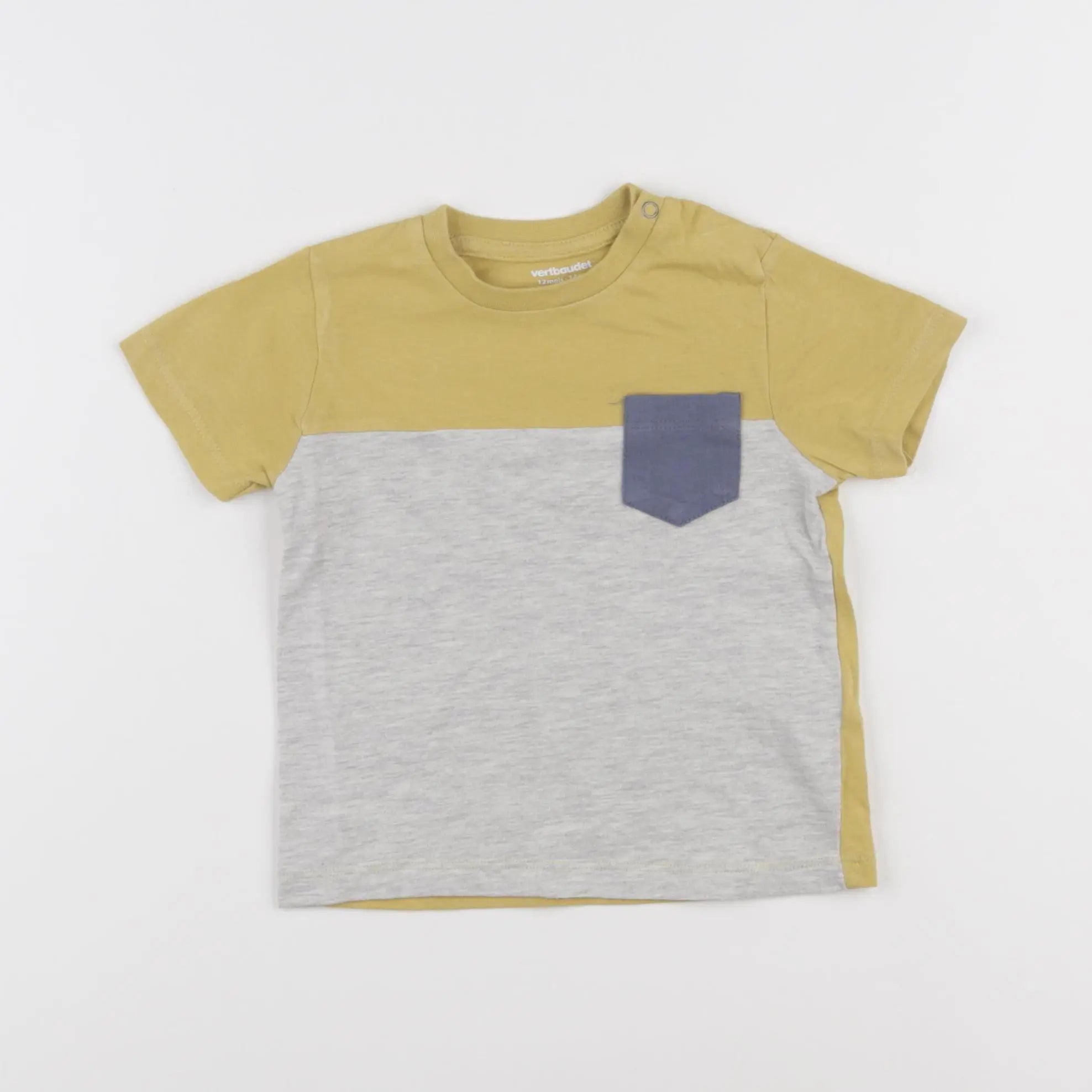Vertbaudet - tee-shirt jaune, gris - 12 mois