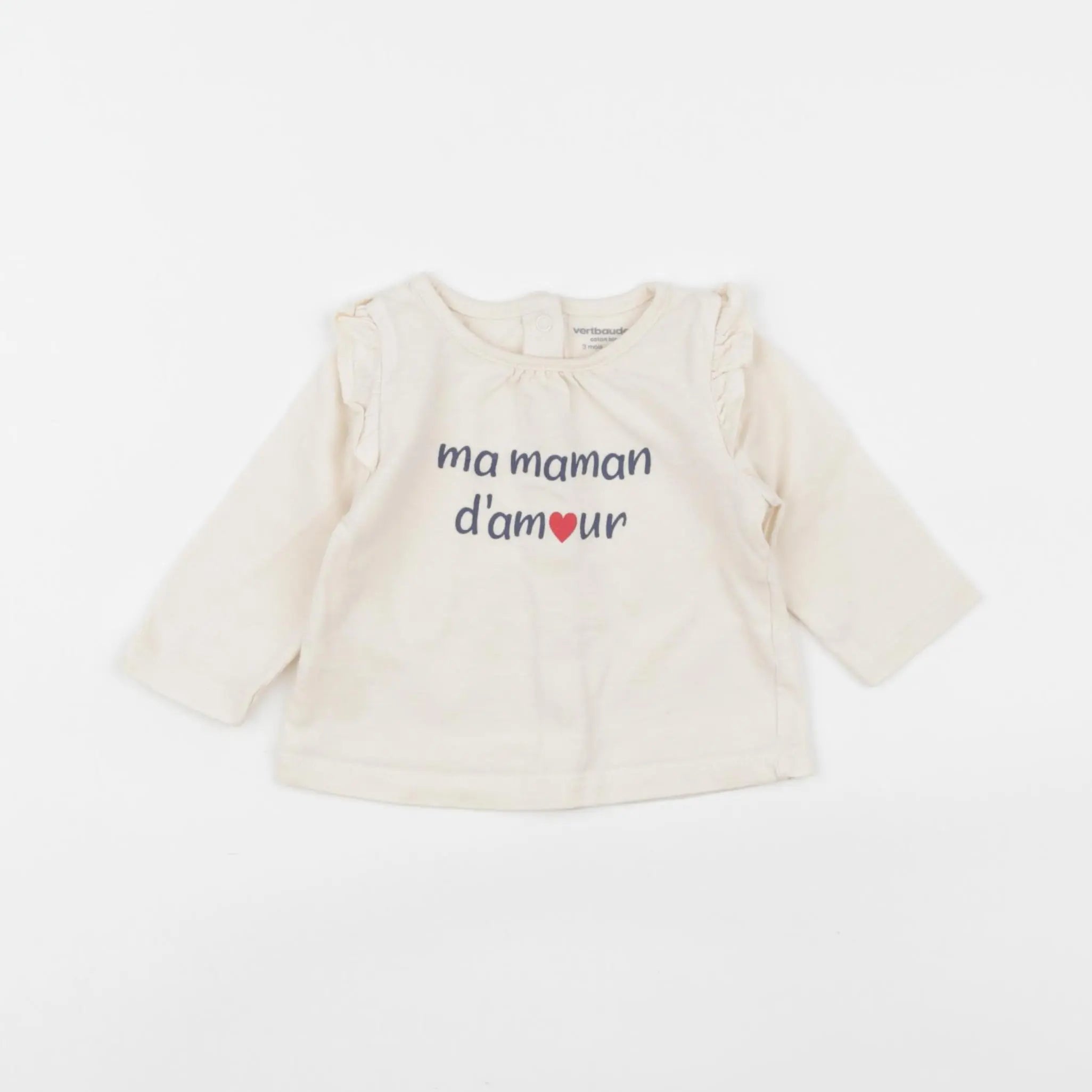 Vertbaudet - tee-shirt beige - 3 mois