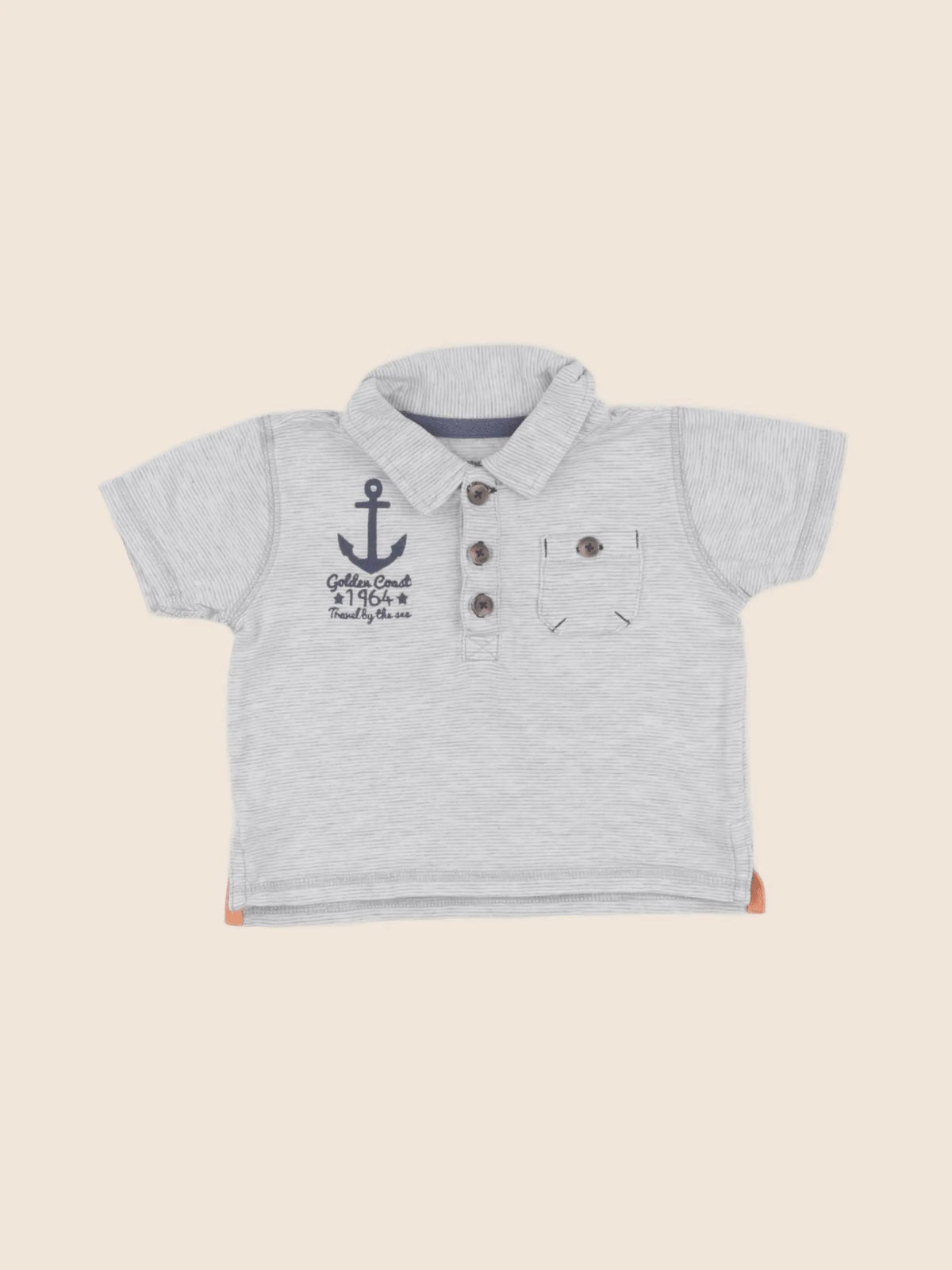 Vertbaudet - polo gris - 12 mois