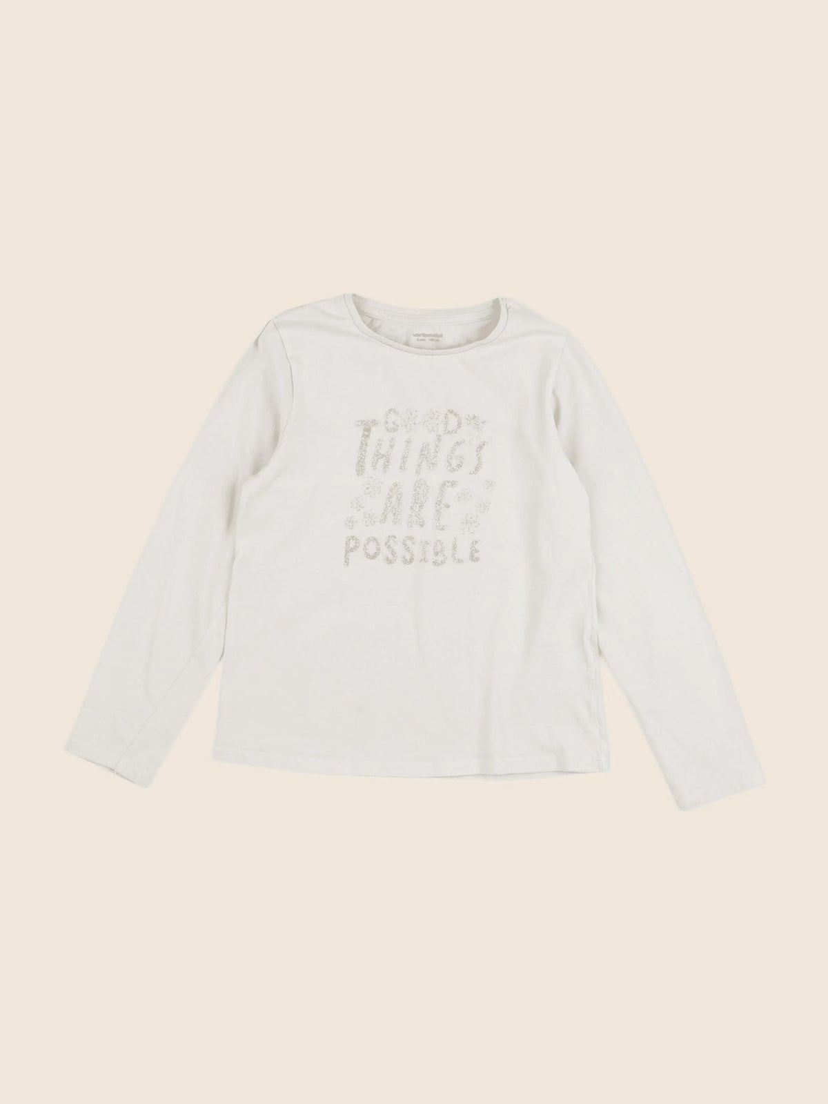 Vertbaudet - tee-shirt beige, or - 8 ans