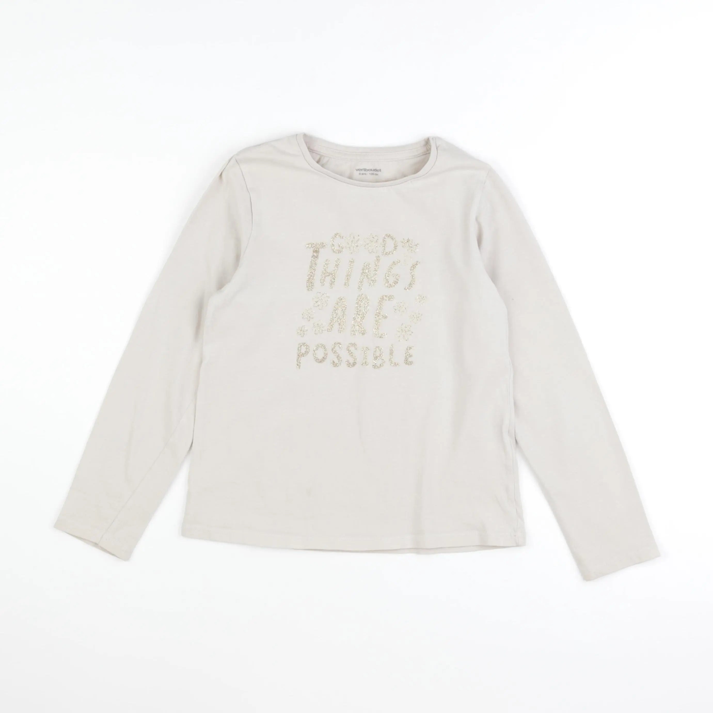 Vertbaudet - tee-shirt beige, or - 8 ans