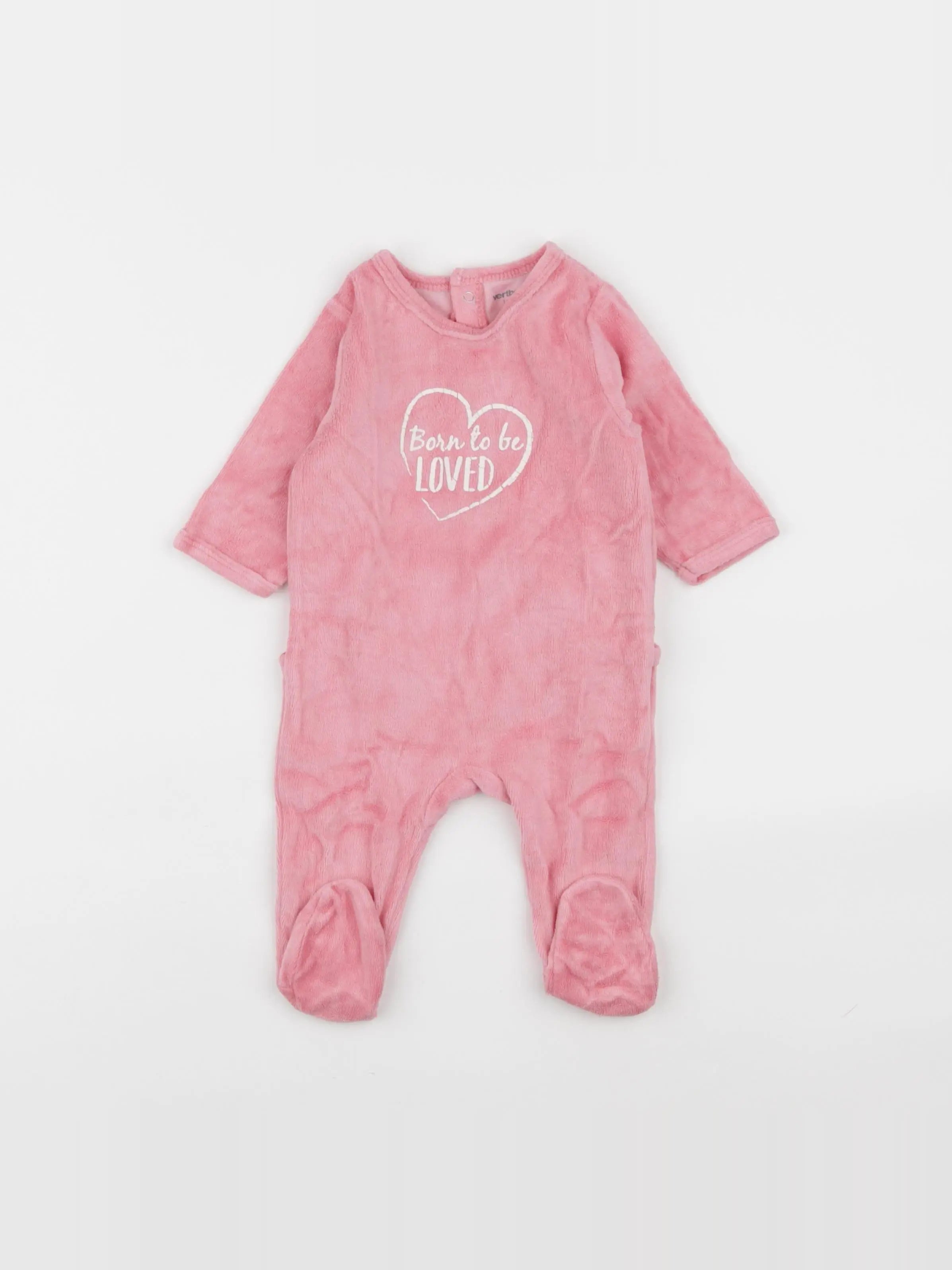 Vertbaudet - pyjama velours rose - 3 mois