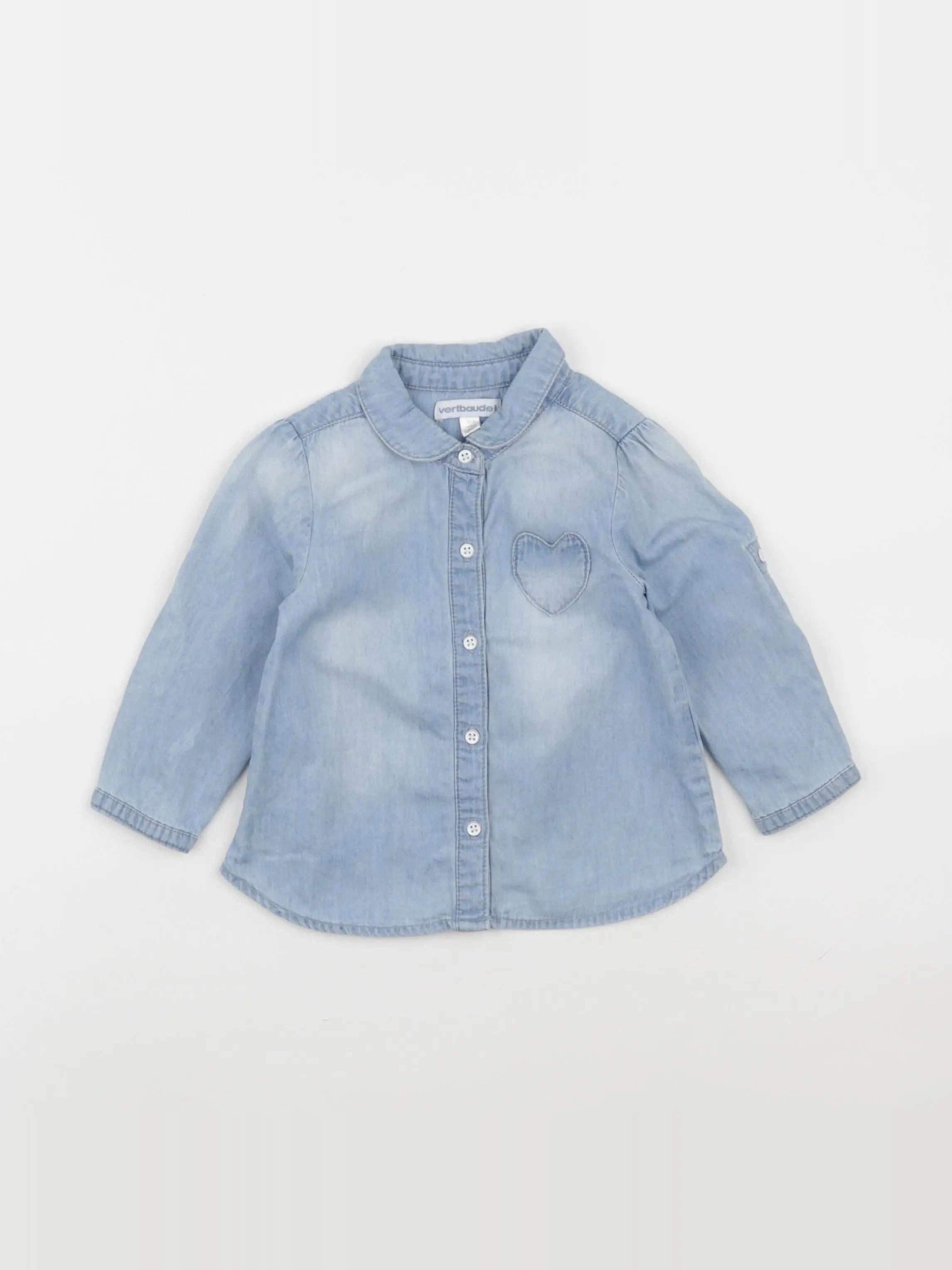 Vertbaudet - chemise bleu - 12 mois