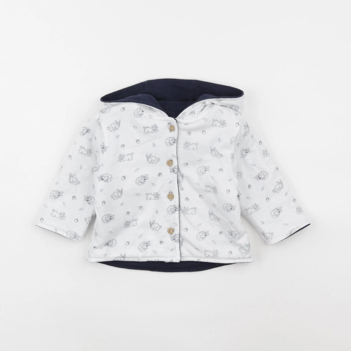 Vertbaudet - veste réversible bleu, blanc - 6 mois